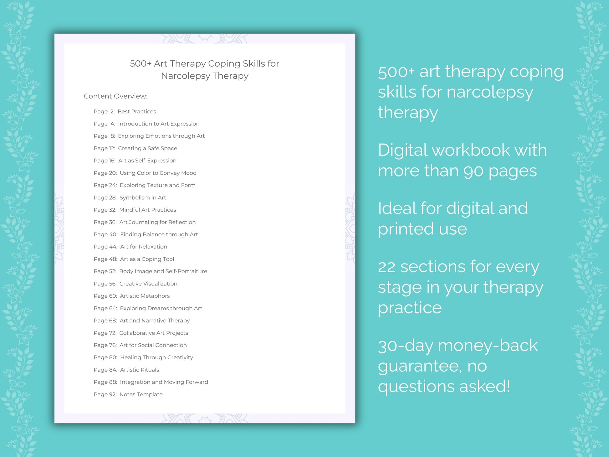 Narcolepsy Art Therapy Therapist Worksheets