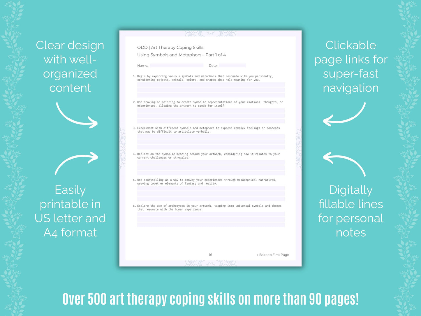 Oppositional Defiant Disorder (ODD) Art Therapy Counseling Templates