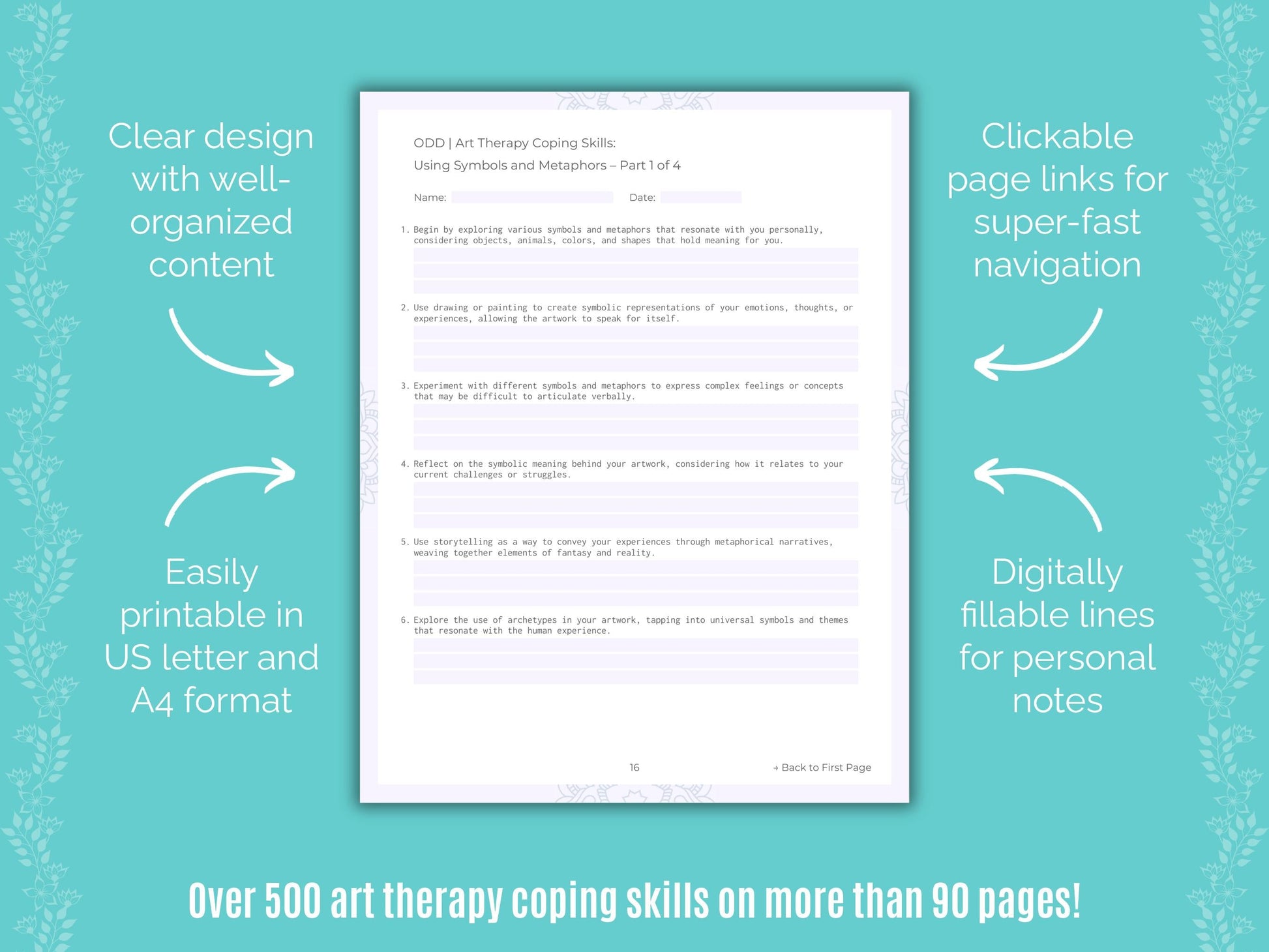 Oppositional Defiant Disorder (ODD) Art Therapy Counseling Templates