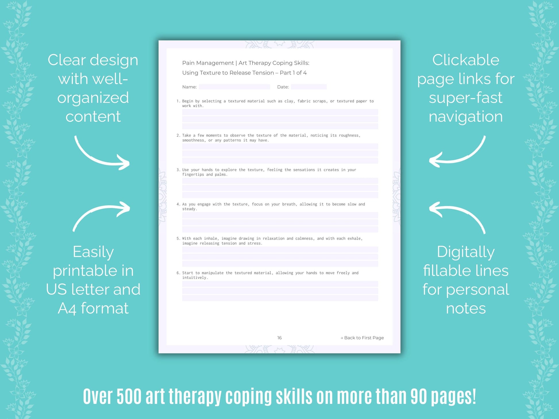 Pain Management Art Therapy Counseling Templates