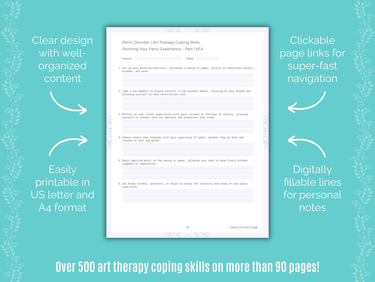 Panic Disorder Art Therapy Counseling Templates