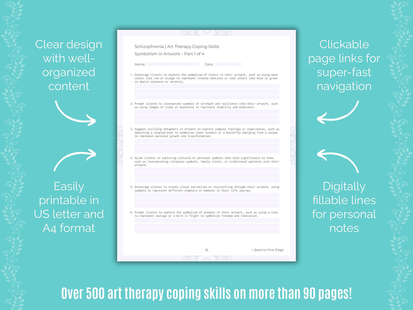 Schizophrenia Art Therapy Counseling Templates