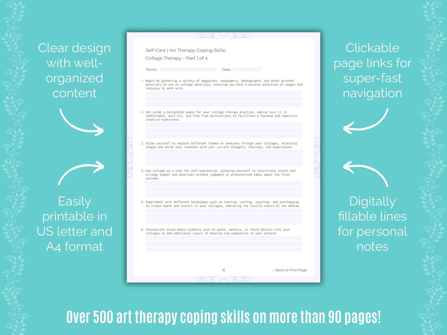 Self-Care Art Therapy Counseling Templates
