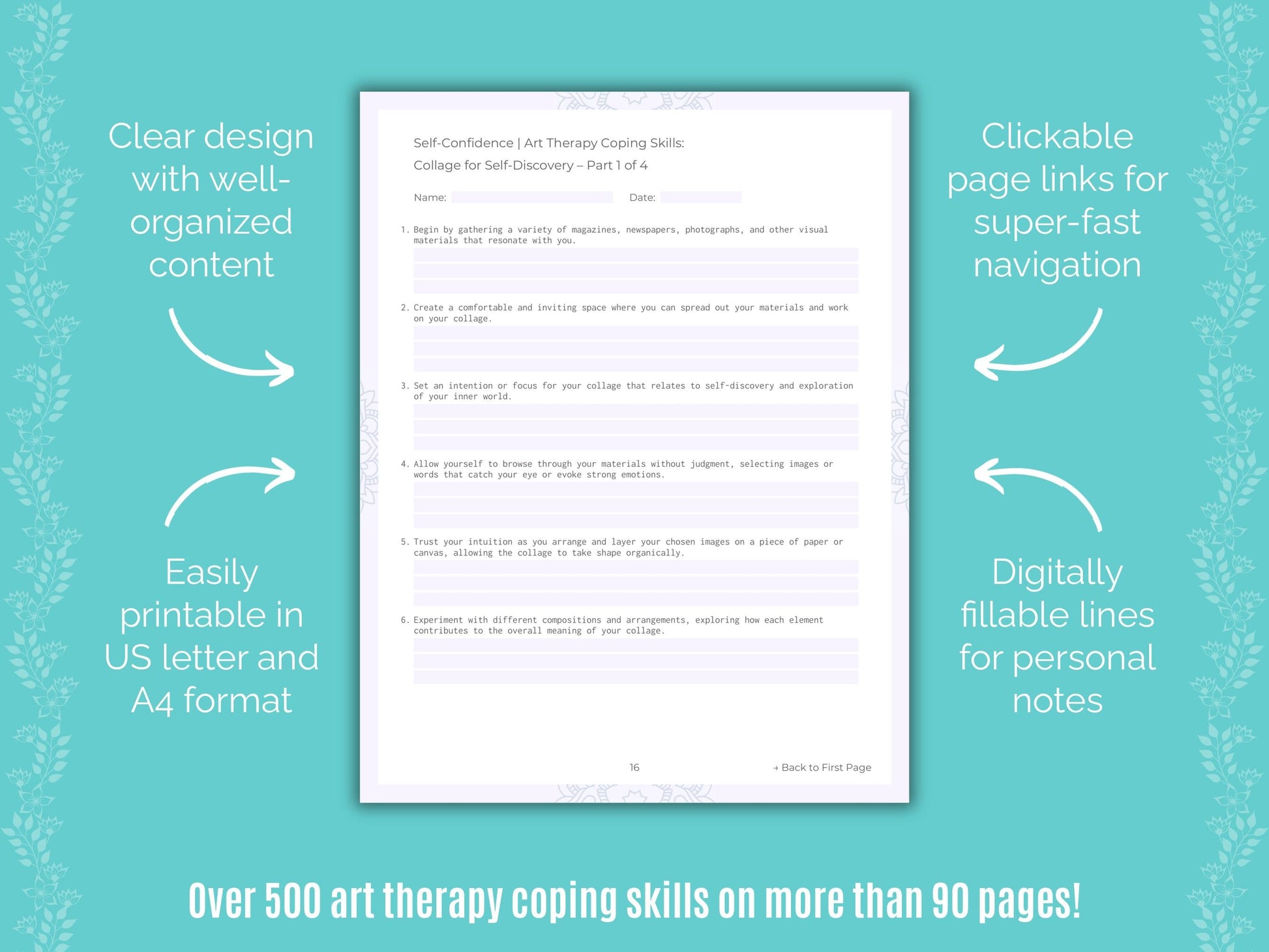 Self-Confidence Art Therapy Counseling Templates