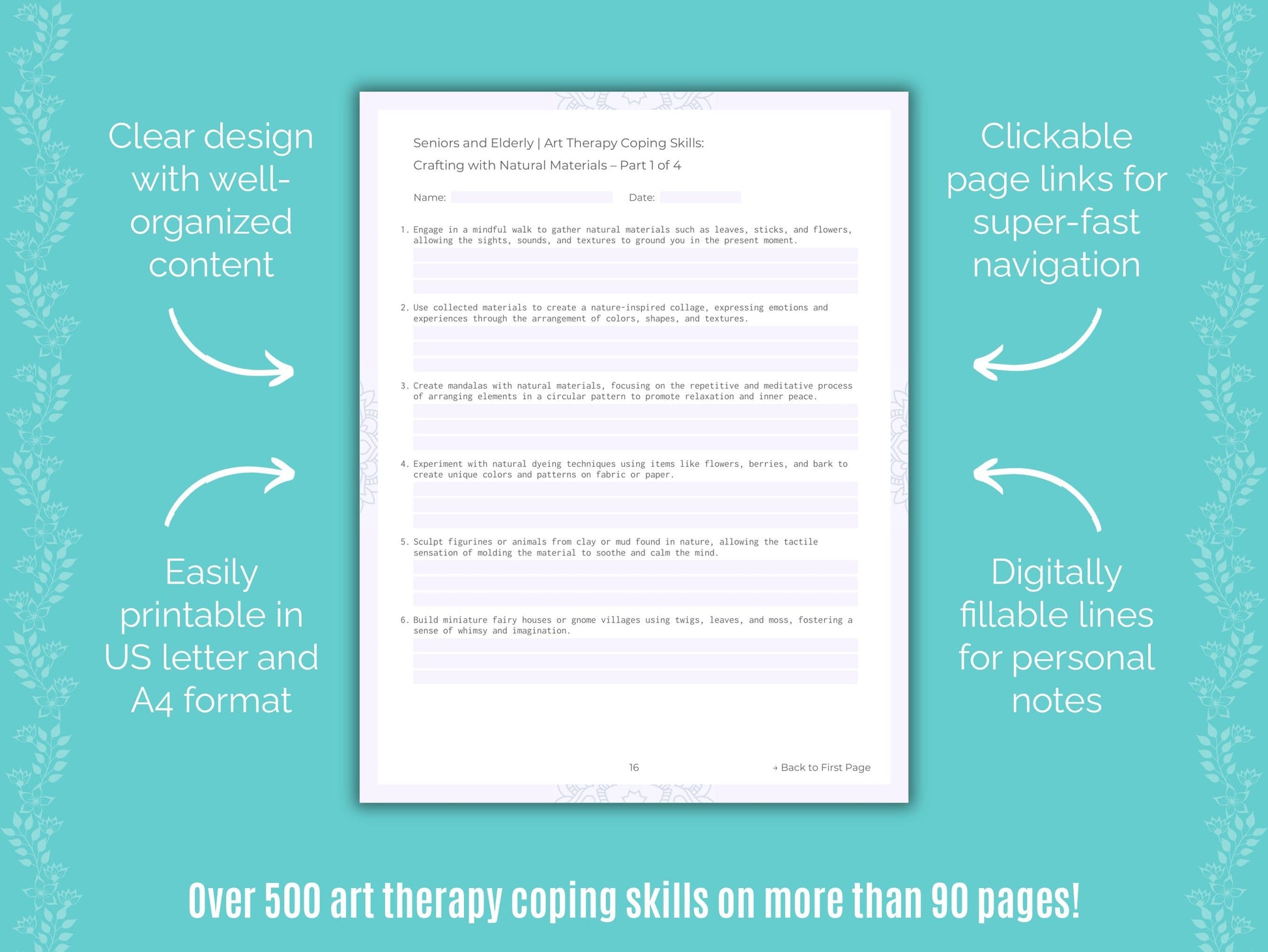 Seniors and Elderly Art Therapy Counseling Templates