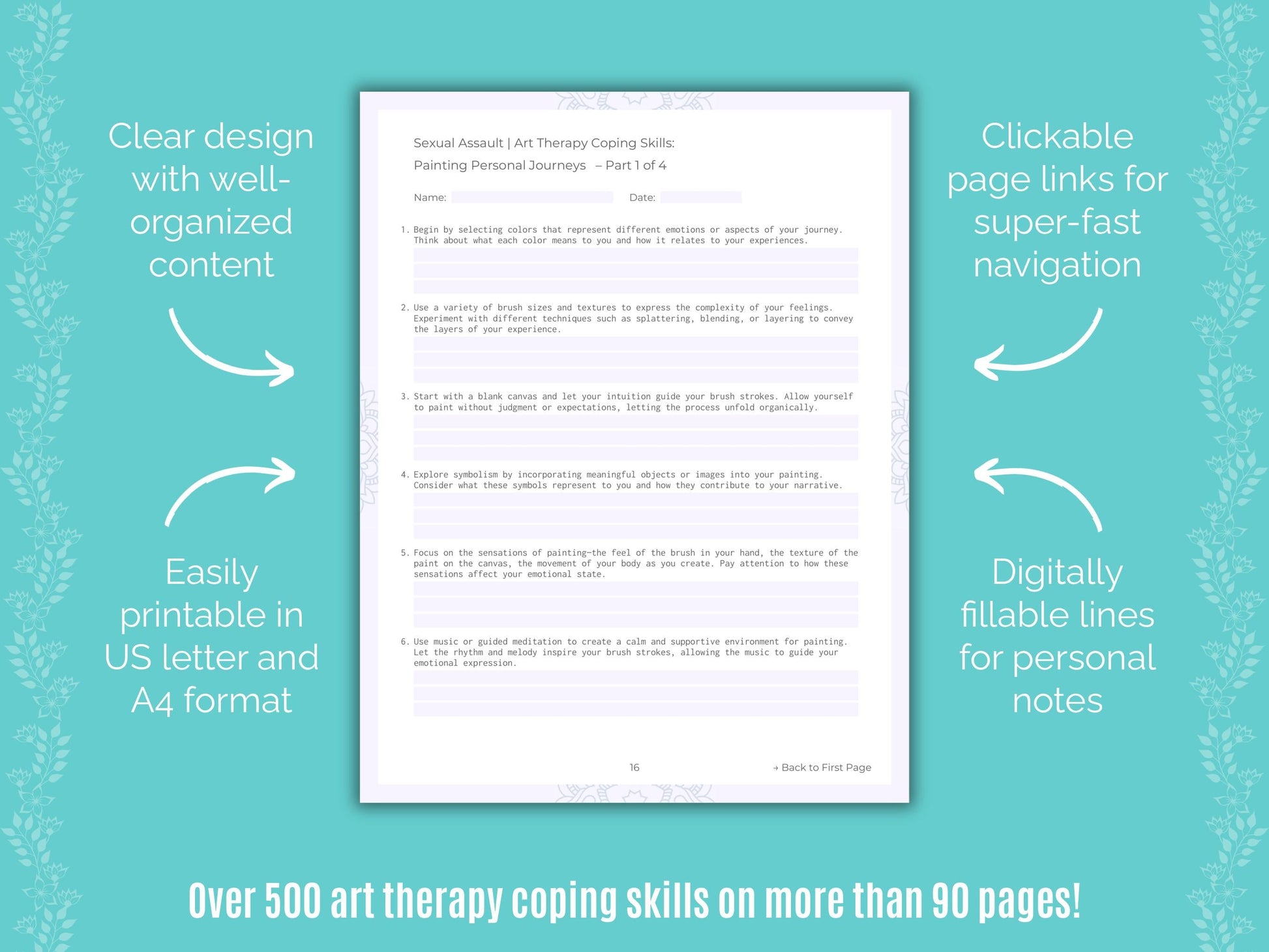 Sexual Assault Art Therapy Counseling Templates