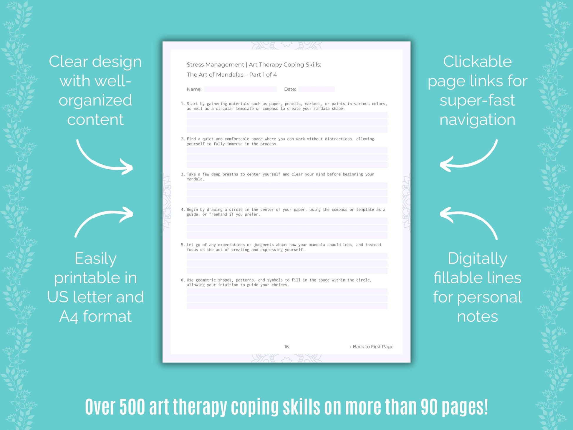 Stress Management Art Therapy Counseling Templates