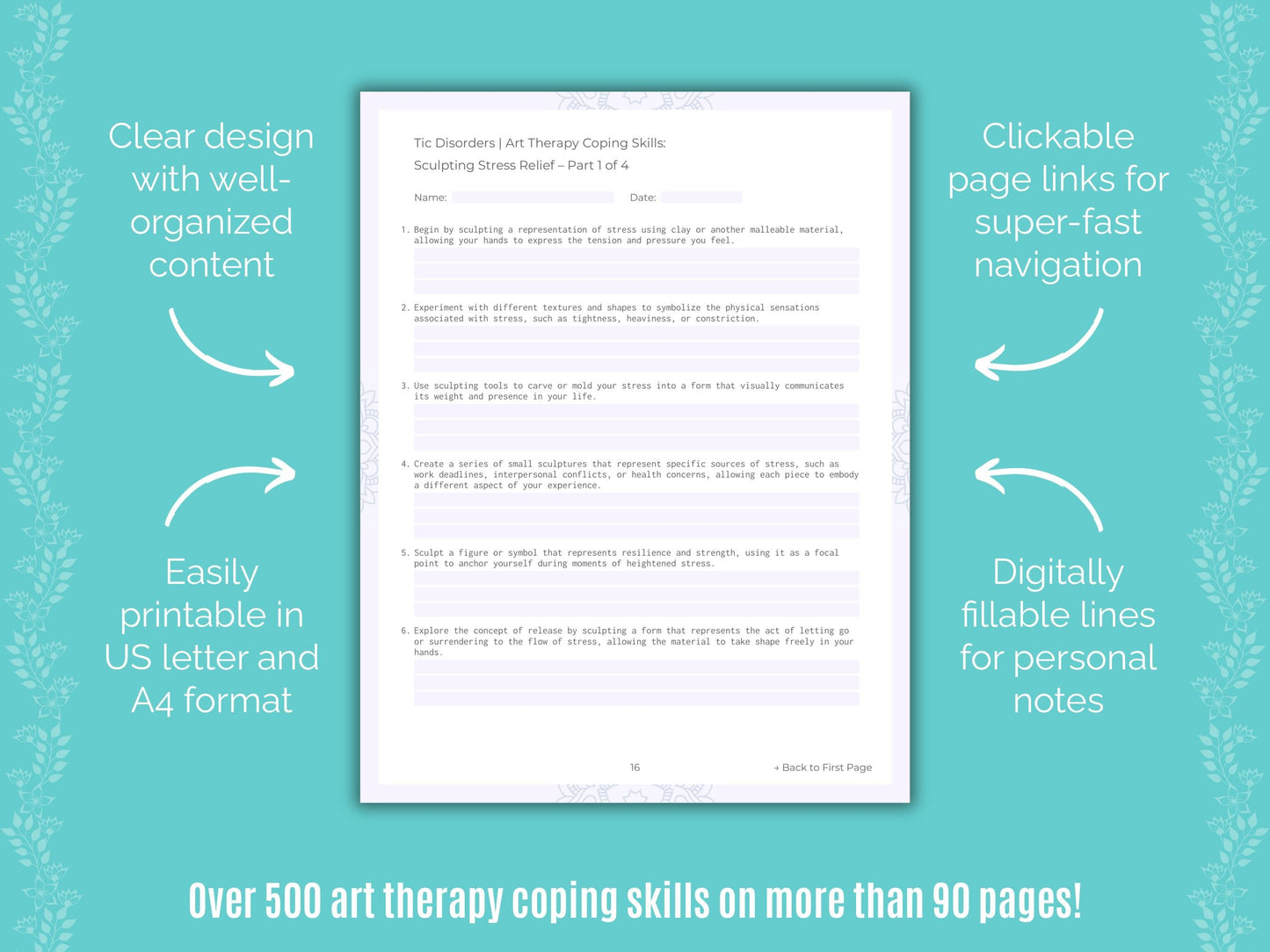 Tic Disorders Art Therapy Counseling Templates