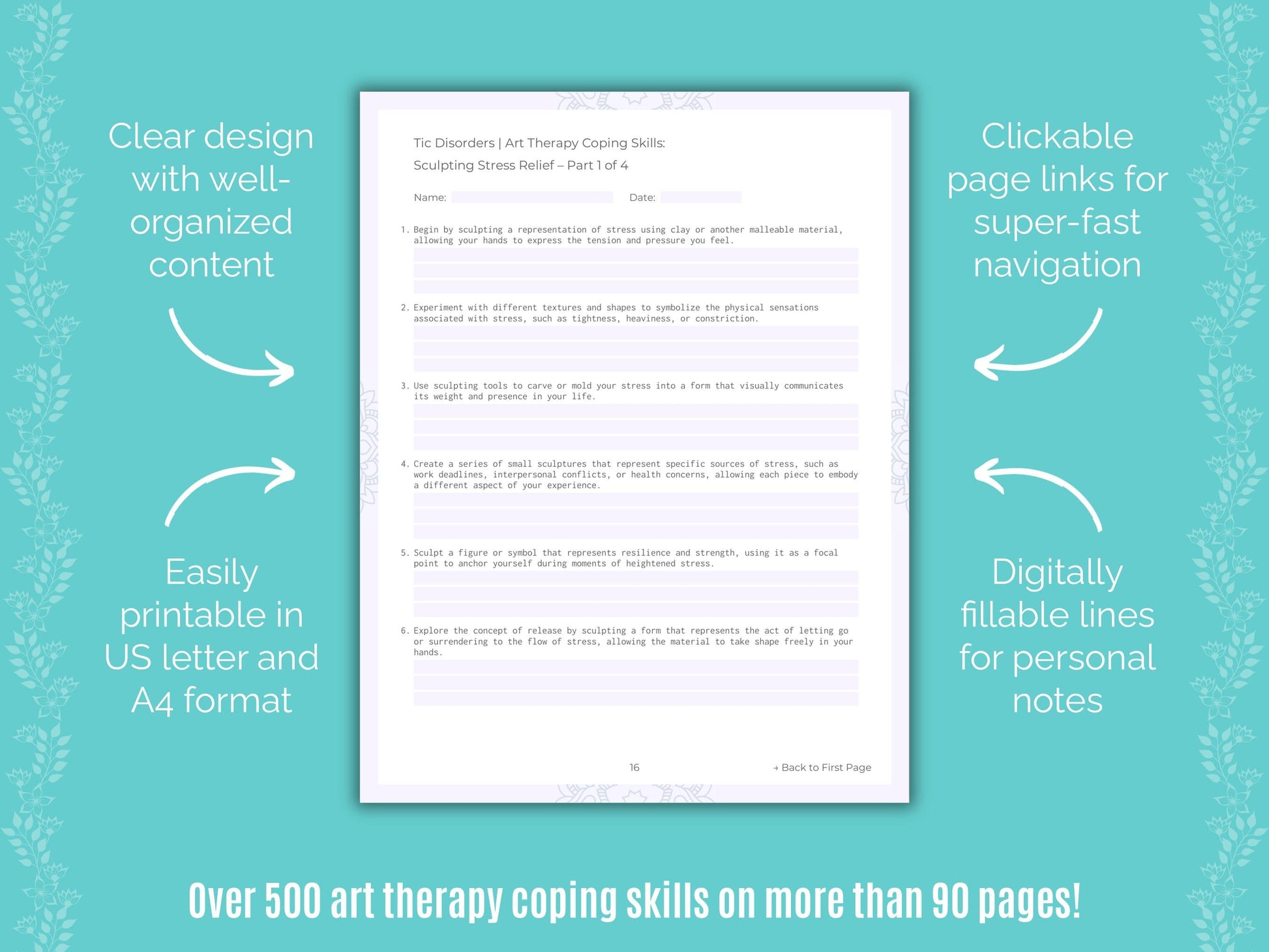 Tic Disorders Art Therapy Counseling Templates