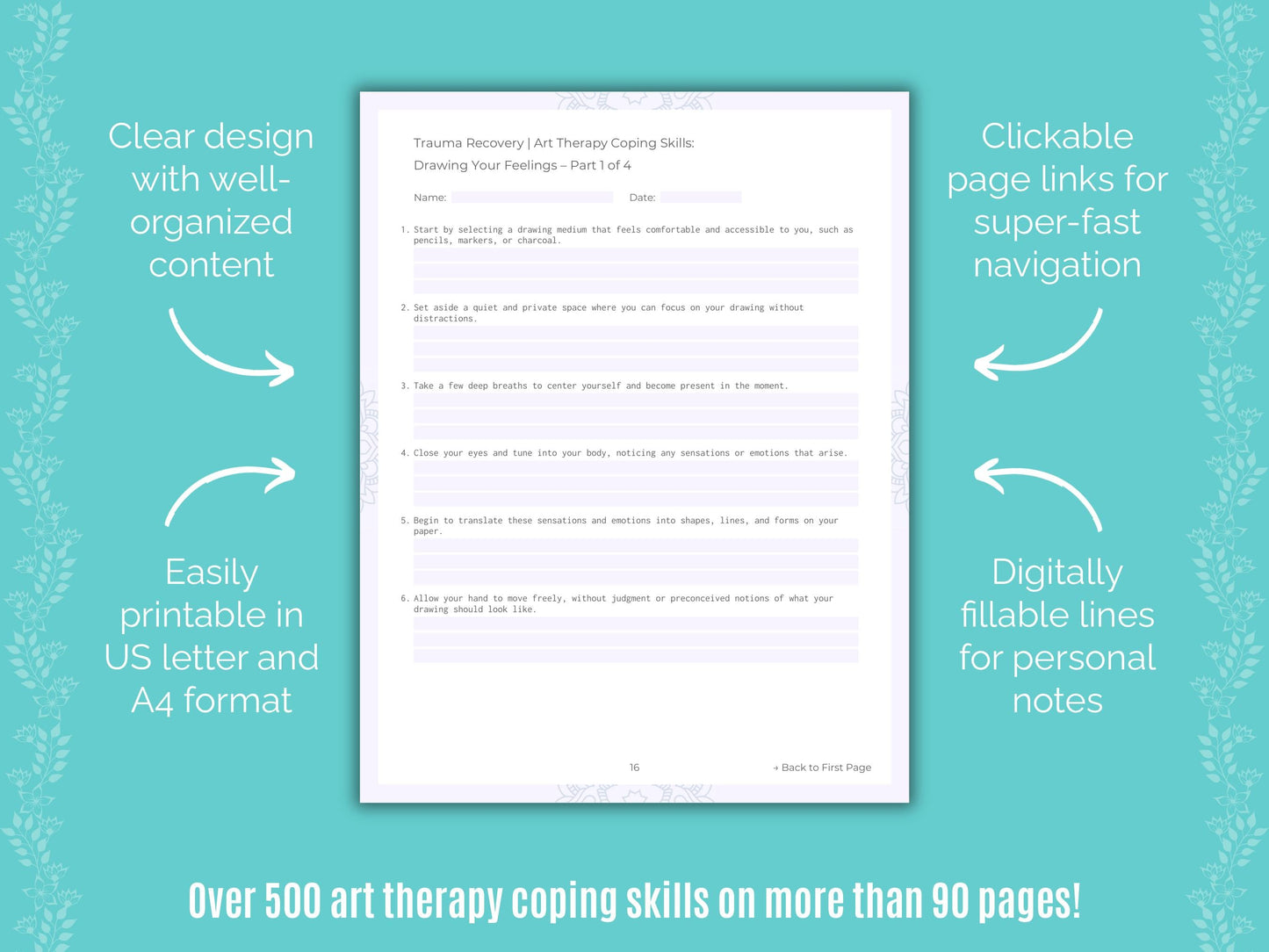 Trauma Recovery Art Therapy Counseling Templates