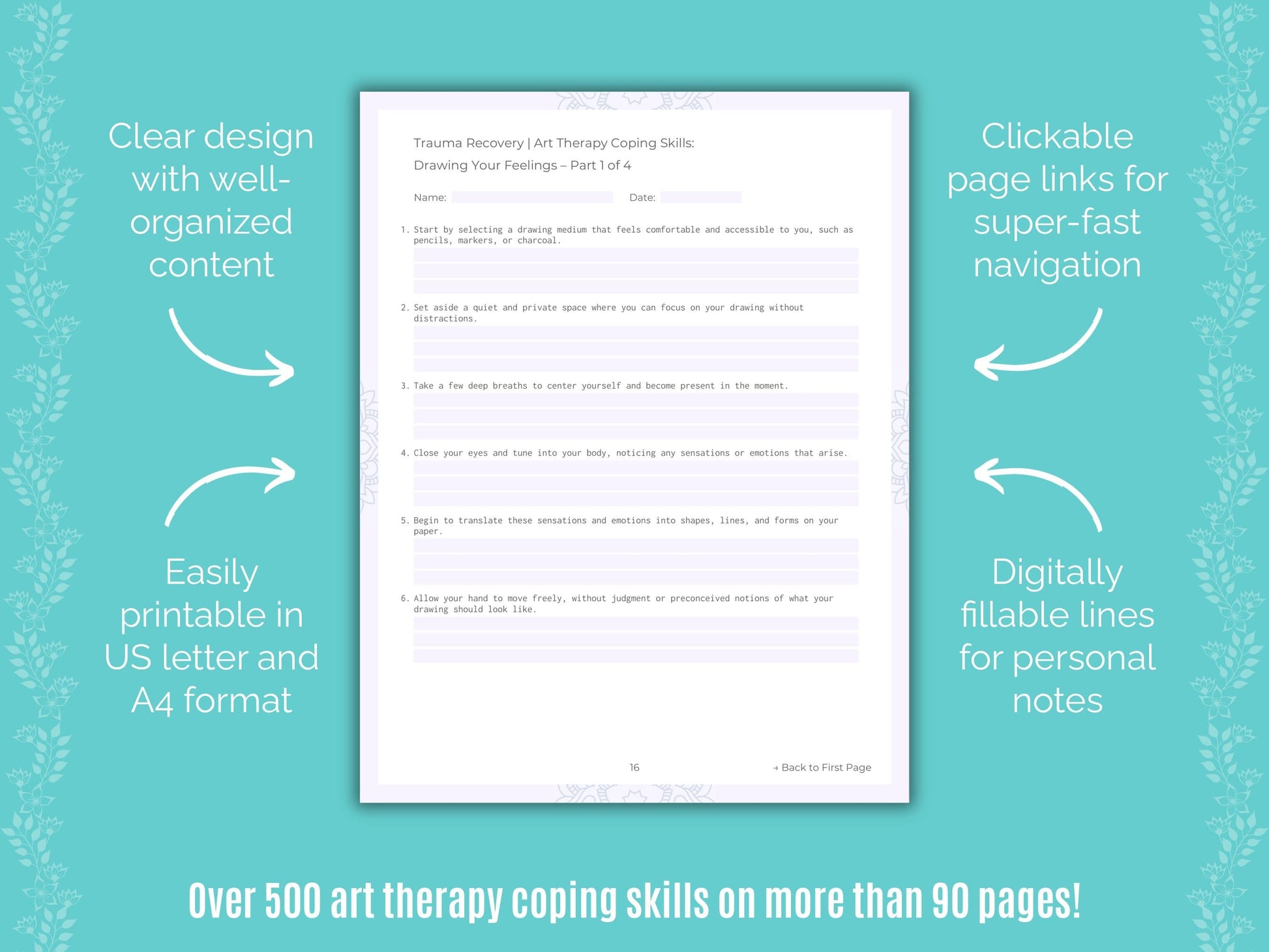 Trauma Recovery Art Therapy Counseling Templates