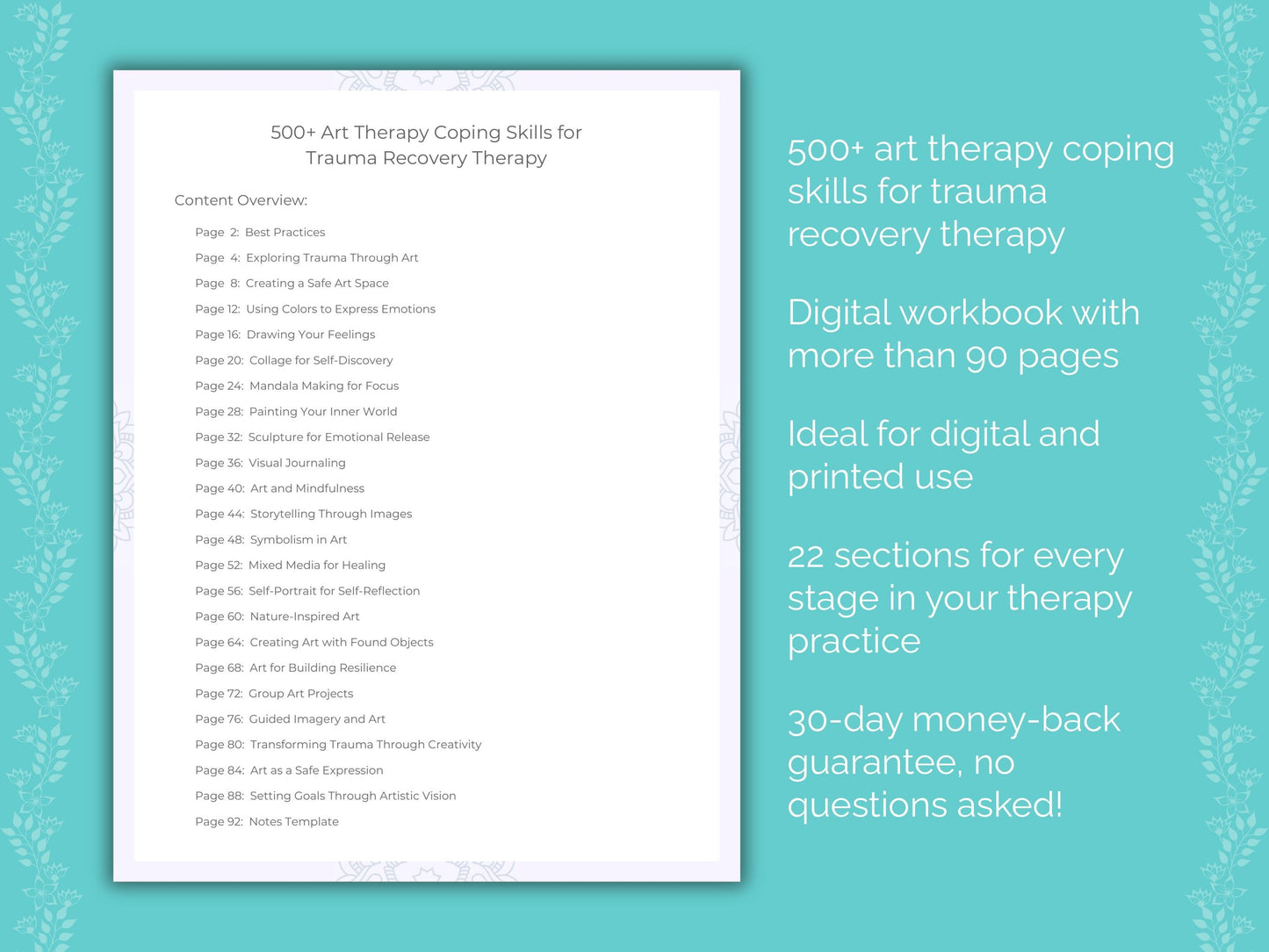 Trauma Recovery Art Therapy Therapist Worksheets