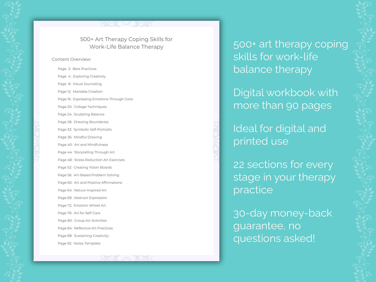 Work-Life Balance Art Therapy Therapist Worksheets