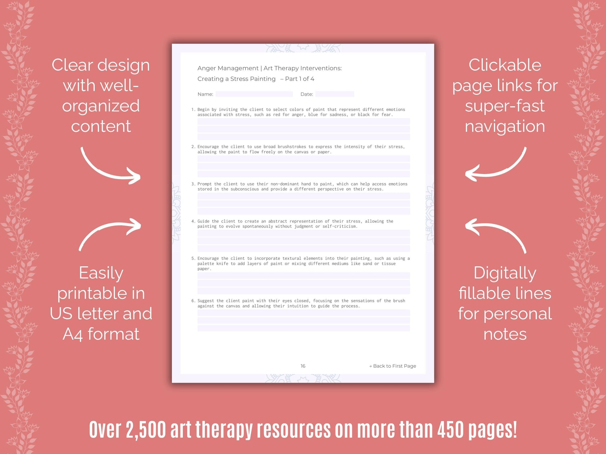 Anger Management Art Therapy Counseling Templates