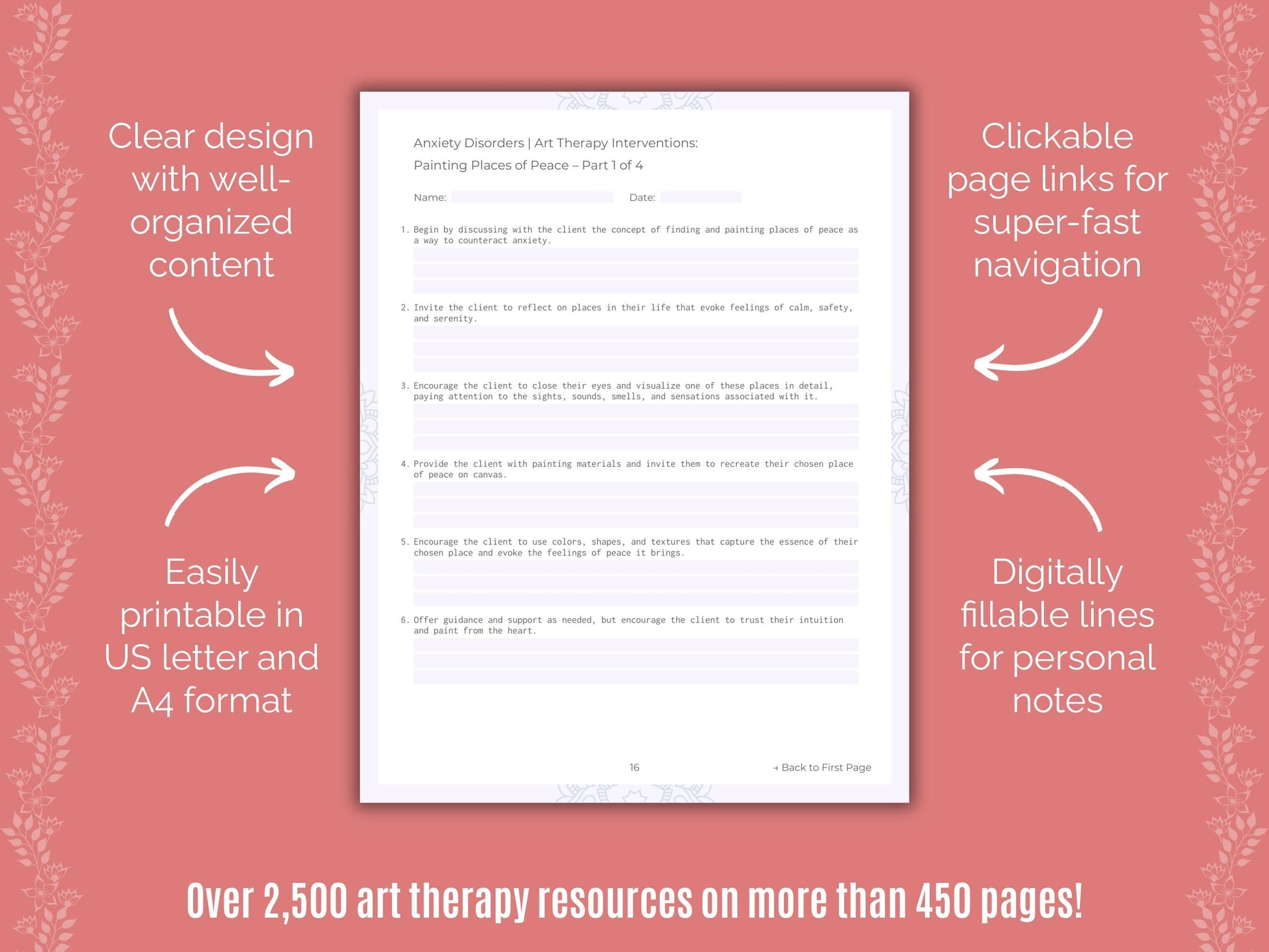 Anxiety Disorders Art Therapy Counseling Templates