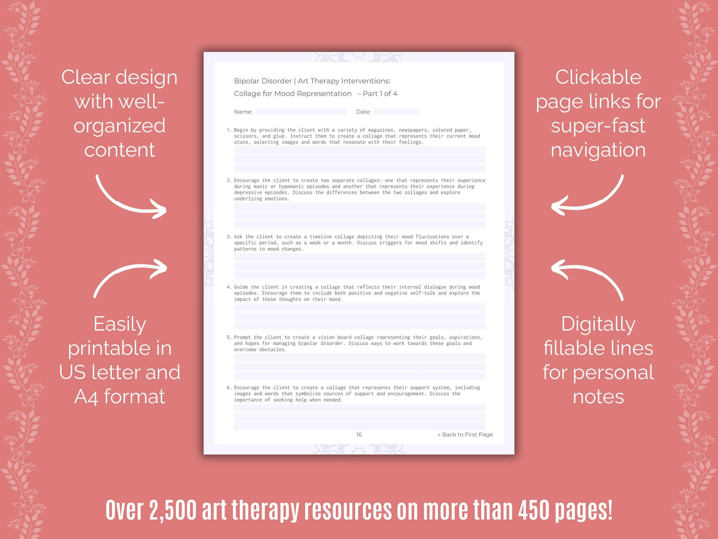 Bipolar Disorder Art Therapy Counseling Templates