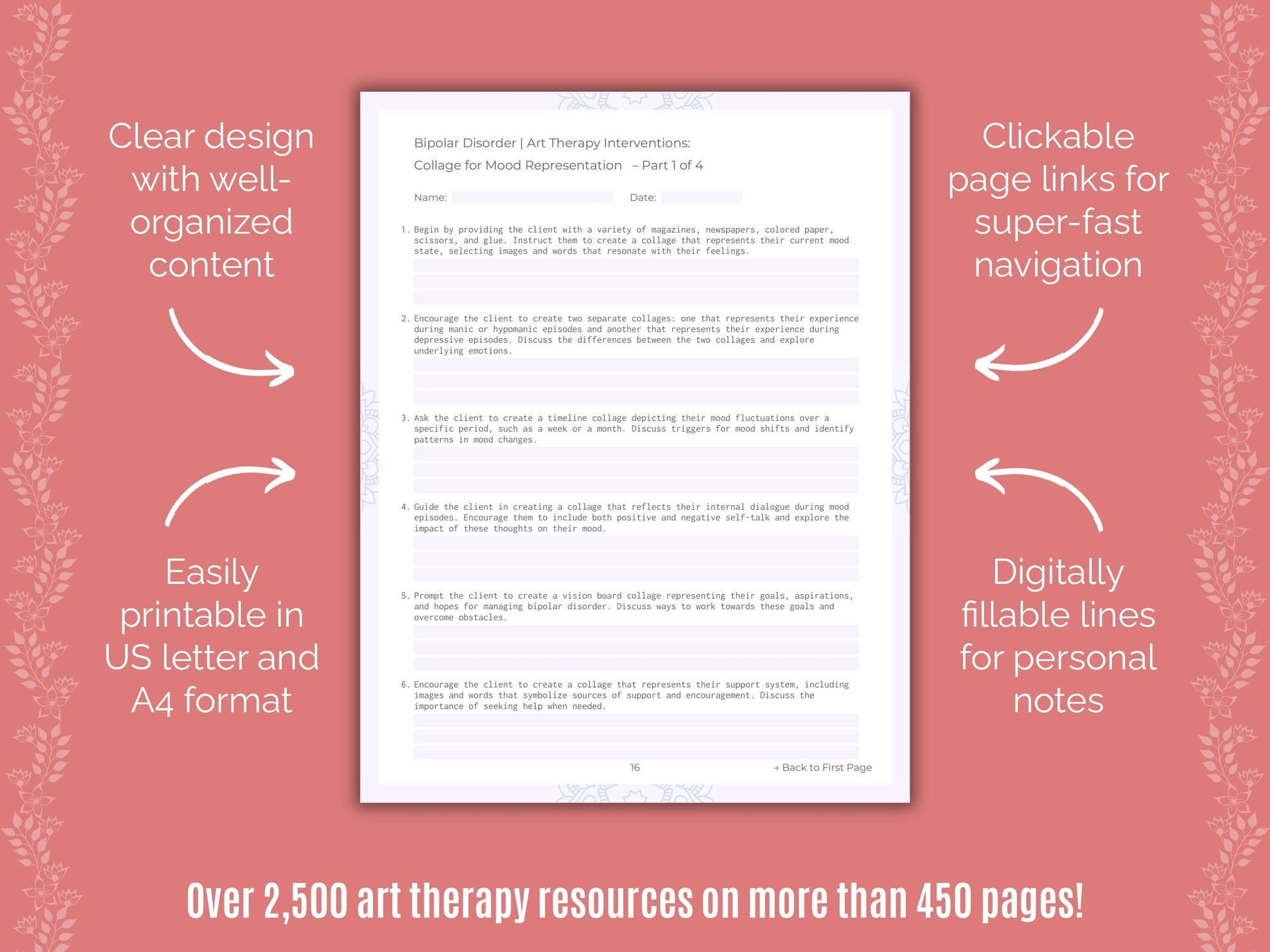 Bipolar Disorder Art Therapy Counseling Templates