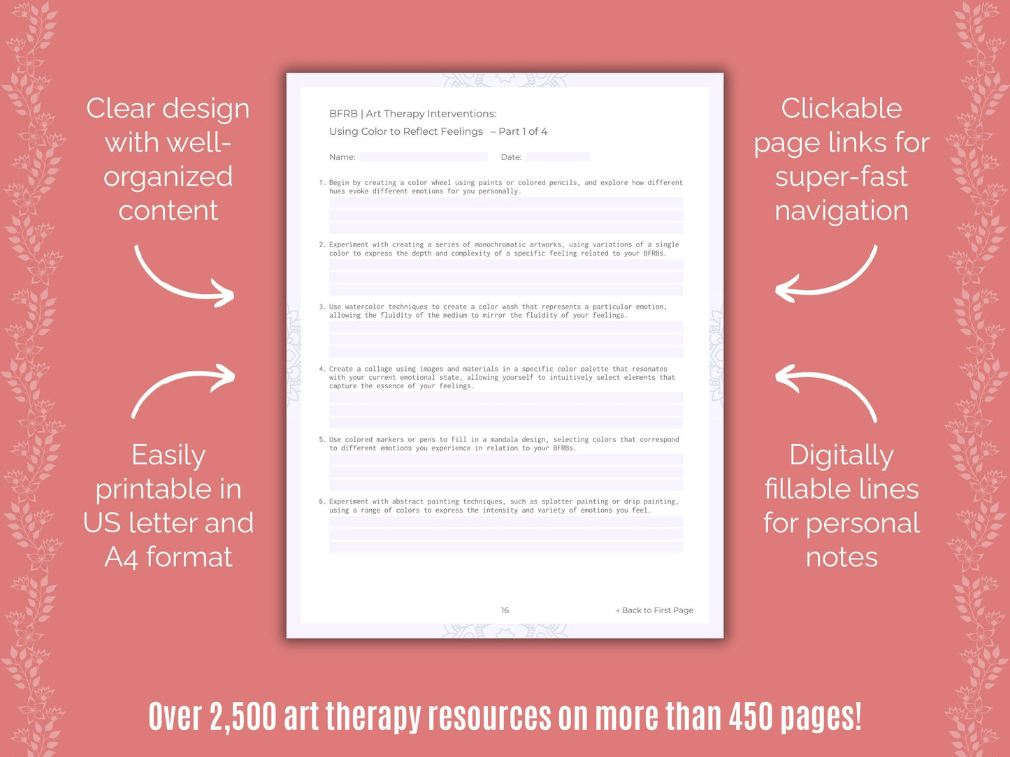 Body-Focused Repetitive Behavior (BFRB) Art Therapy Counseling Templates