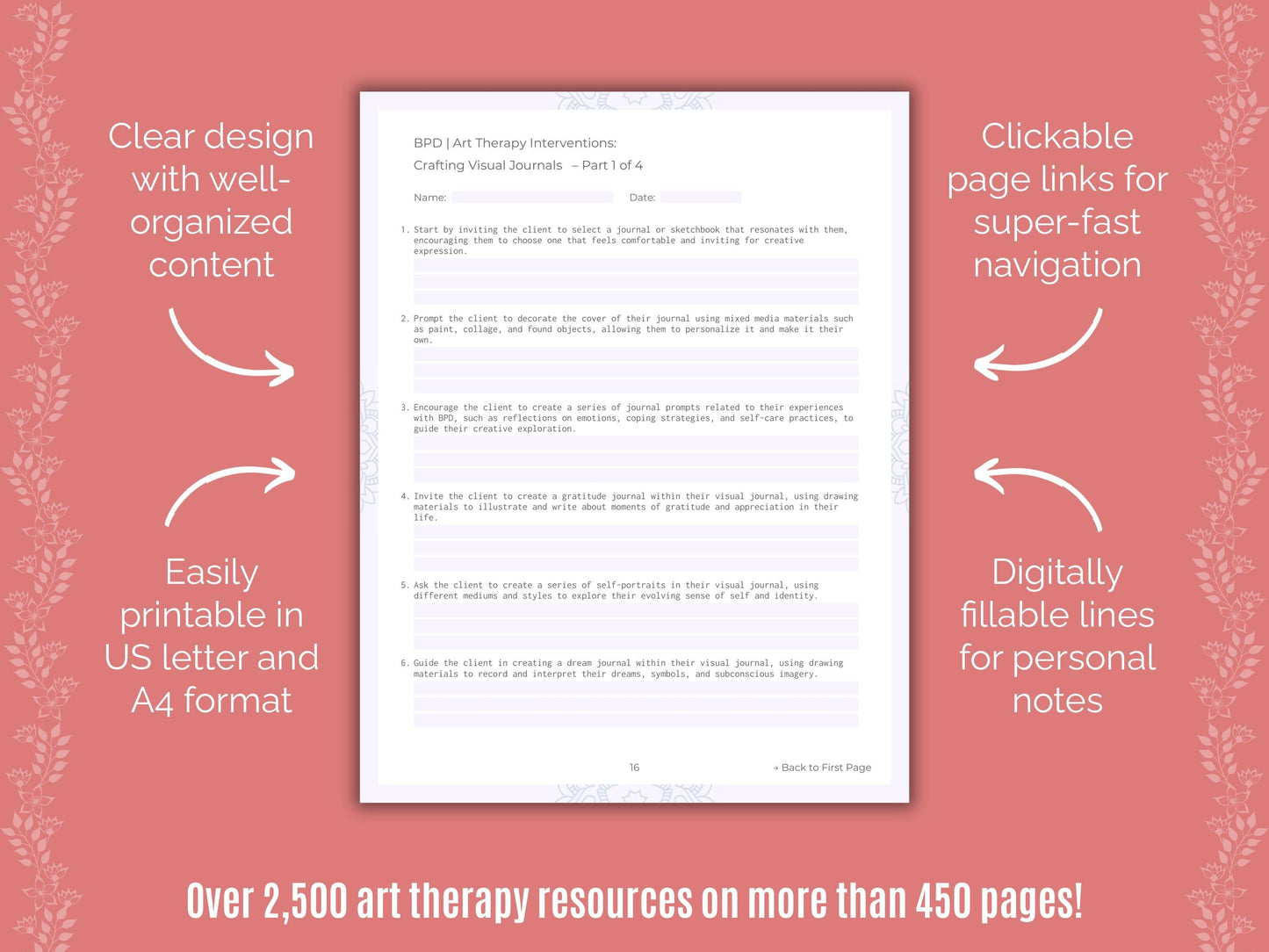 Borderline Personality Disorder (BPD) Art Therapy Counseling Templates