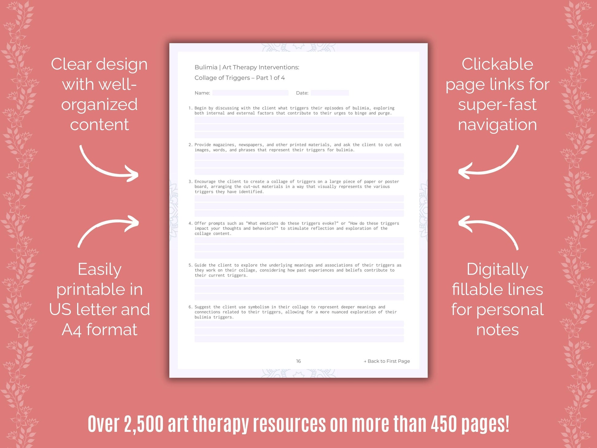 Bulimia Art Therapy Counseling Templates