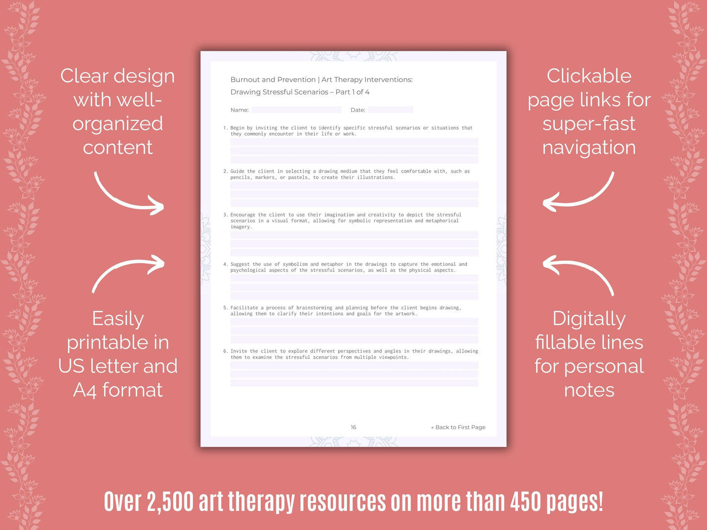 Burnout and Prevention Art Therapy Counseling Templates