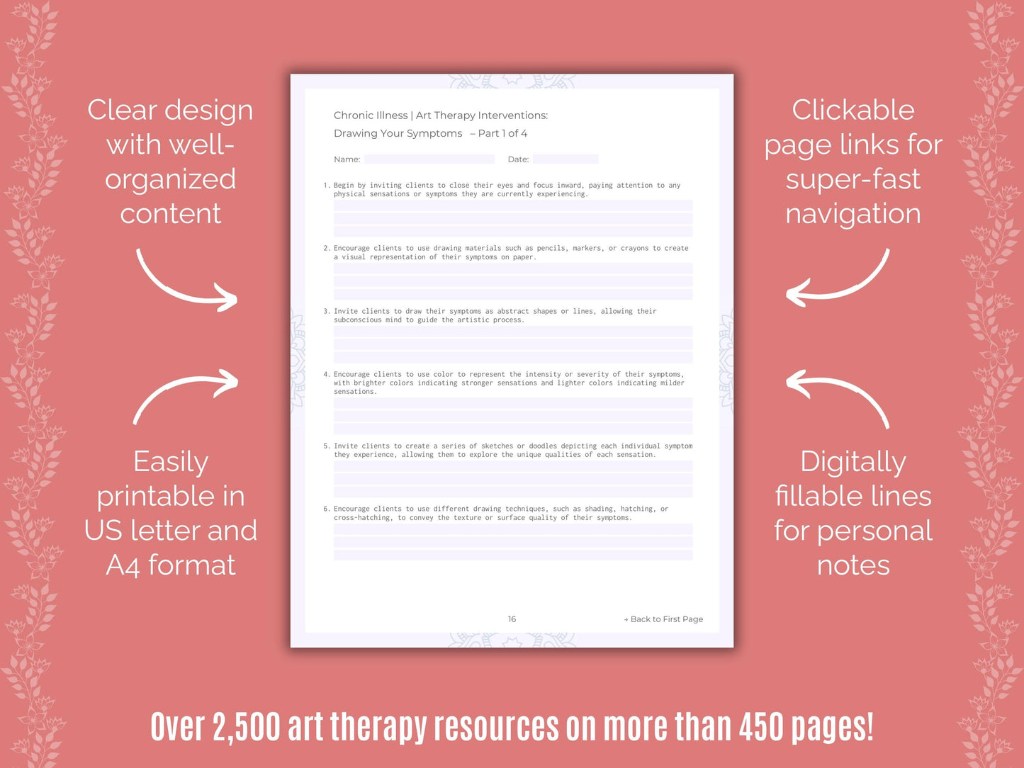Chronic Illness Art Therapy Counseling Templates