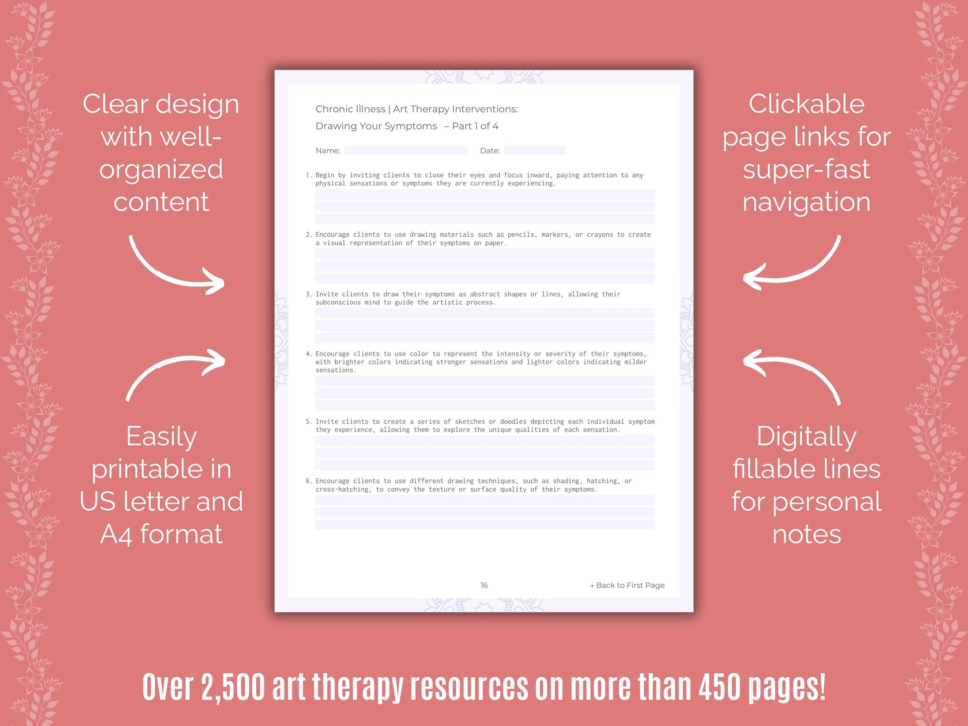 Chronic Illness Art Therapy Counseling Templates