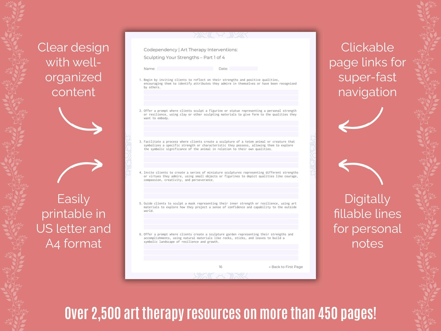 Codependency Art Therapy Counseling Templates