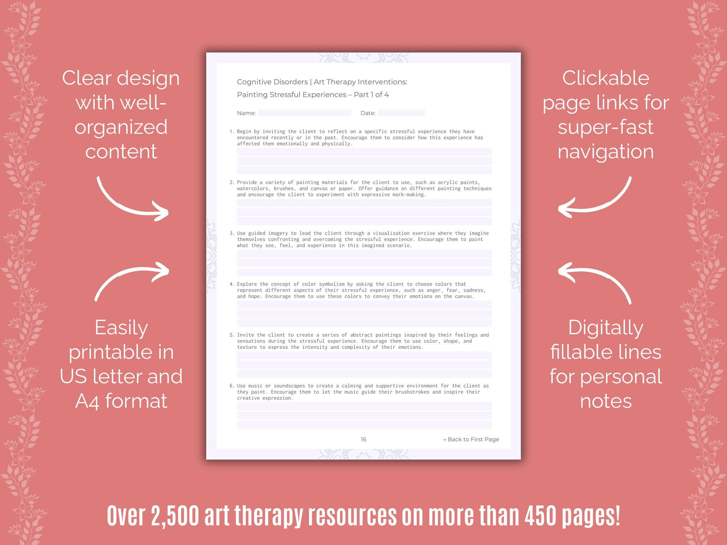 Cognitive Disorders Art Therapy Counseling Templates