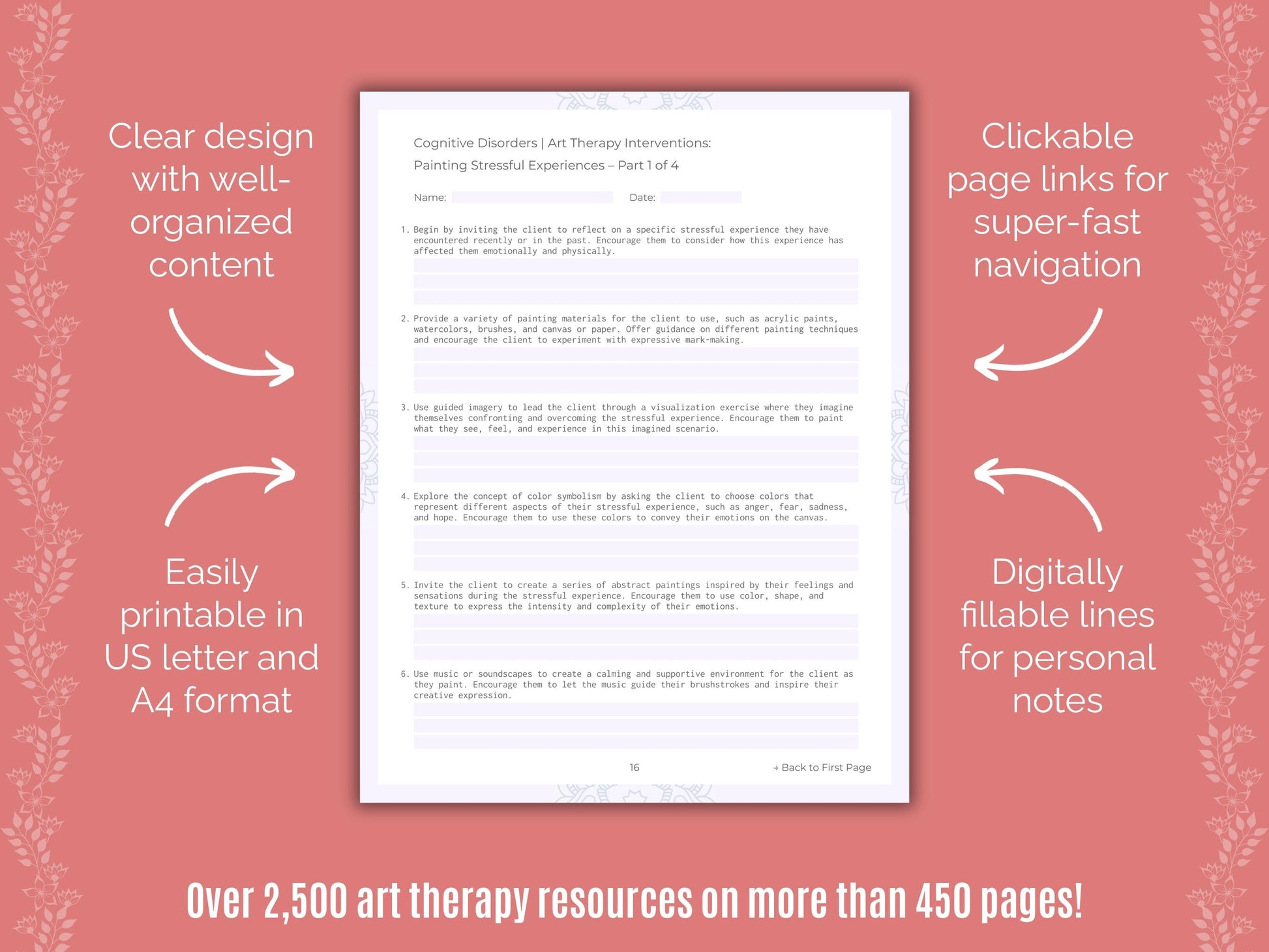 Cognitive Disorders Art Therapy Counseling Templates