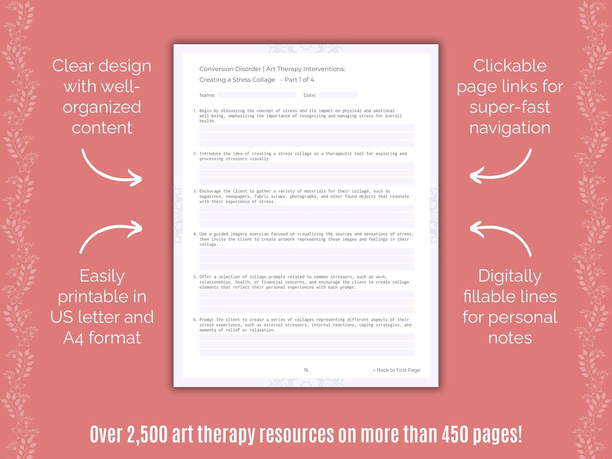 Conversion Disorder Art Therapy Counseling Templates