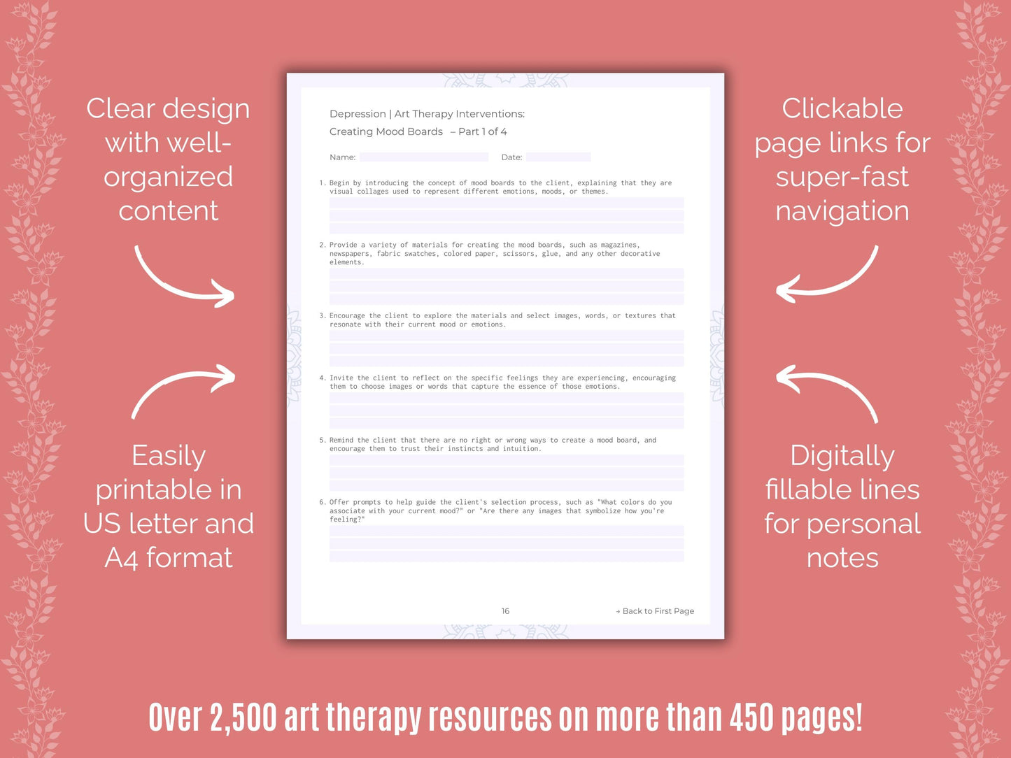 Depression Art Therapy Counseling Templates