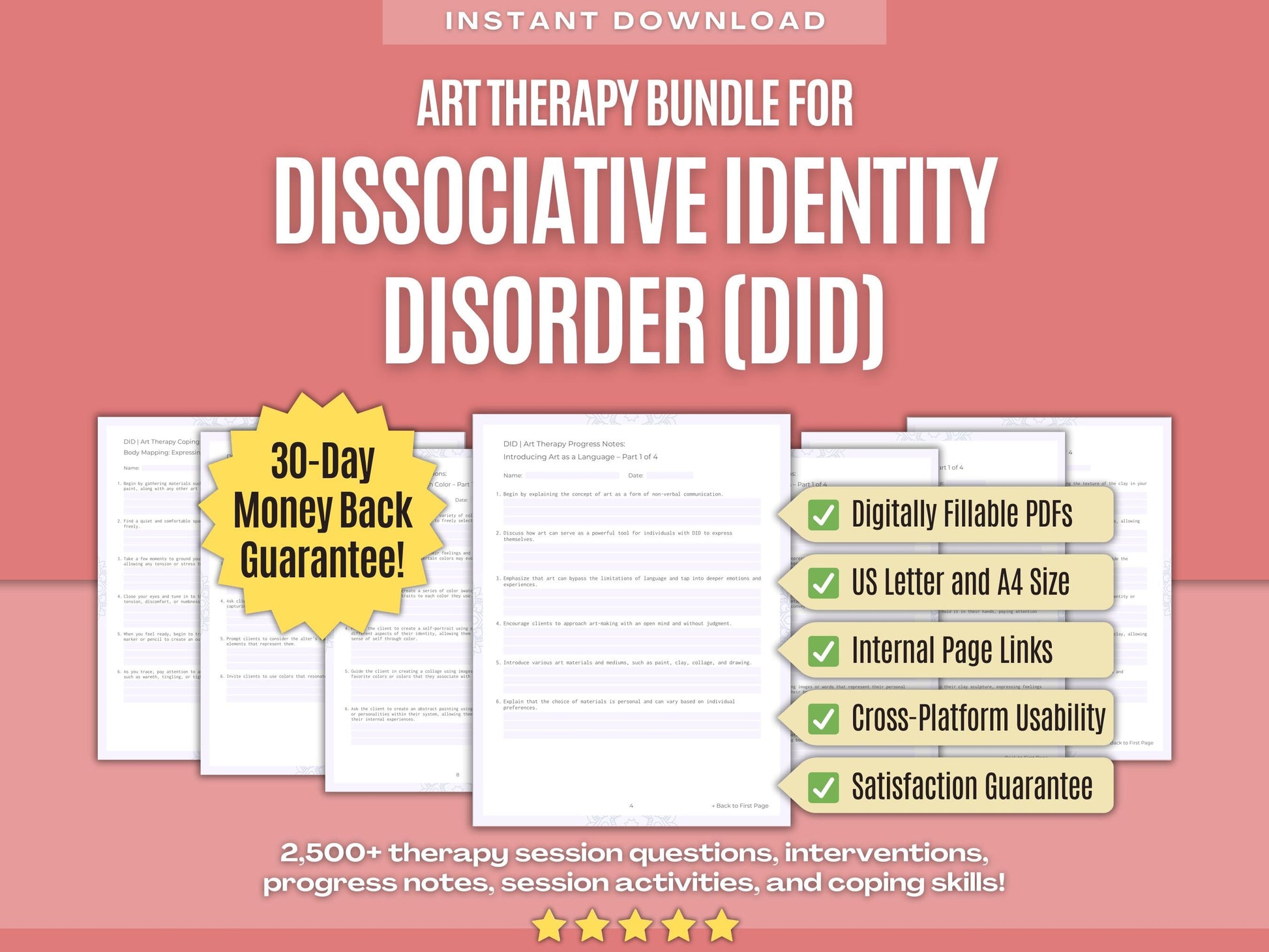 Dissociative Identity Disorder (DID) Art Therapy Psychology Workbooks