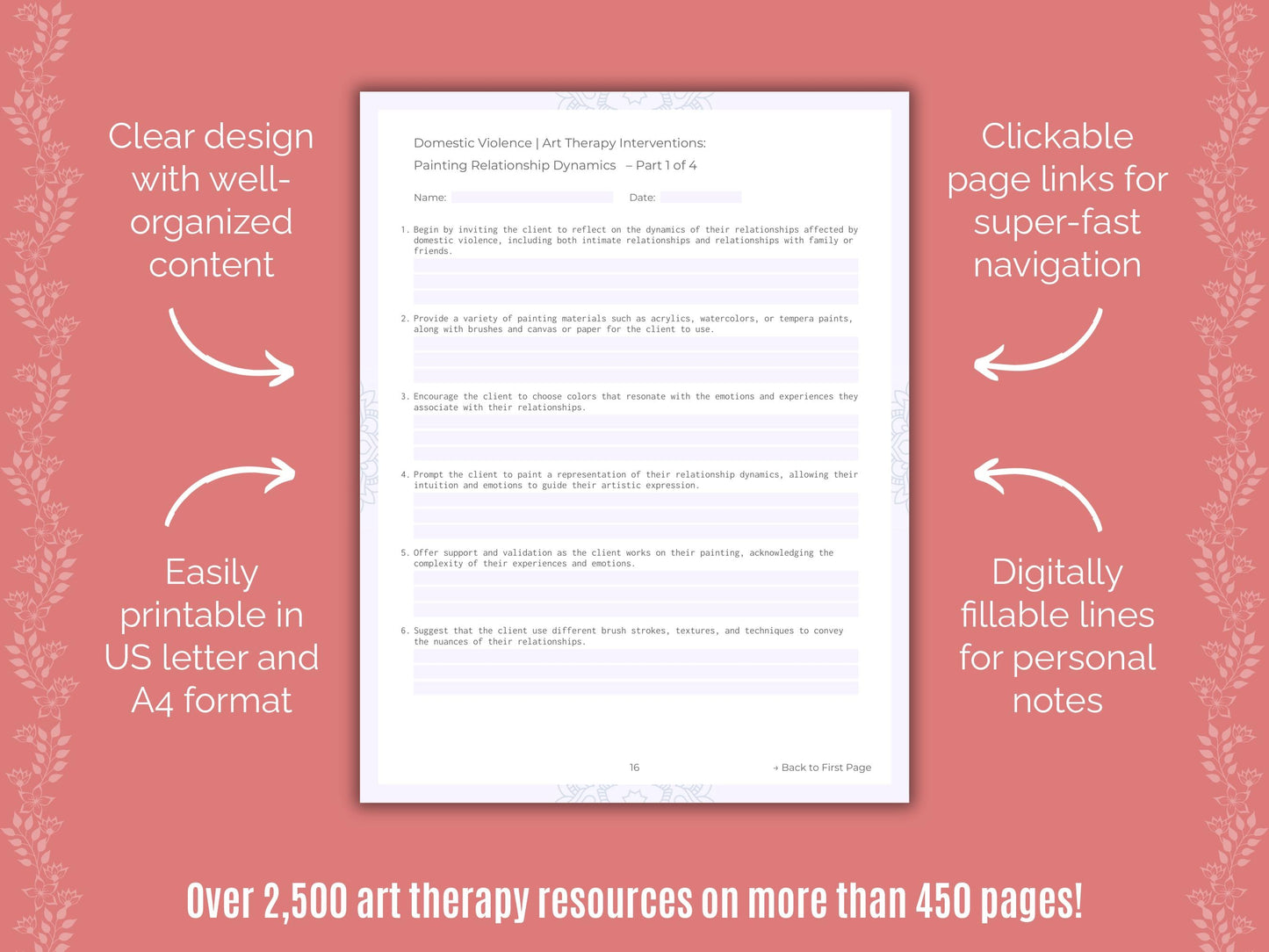 Domestic Violence Art Therapy Counseling Templates