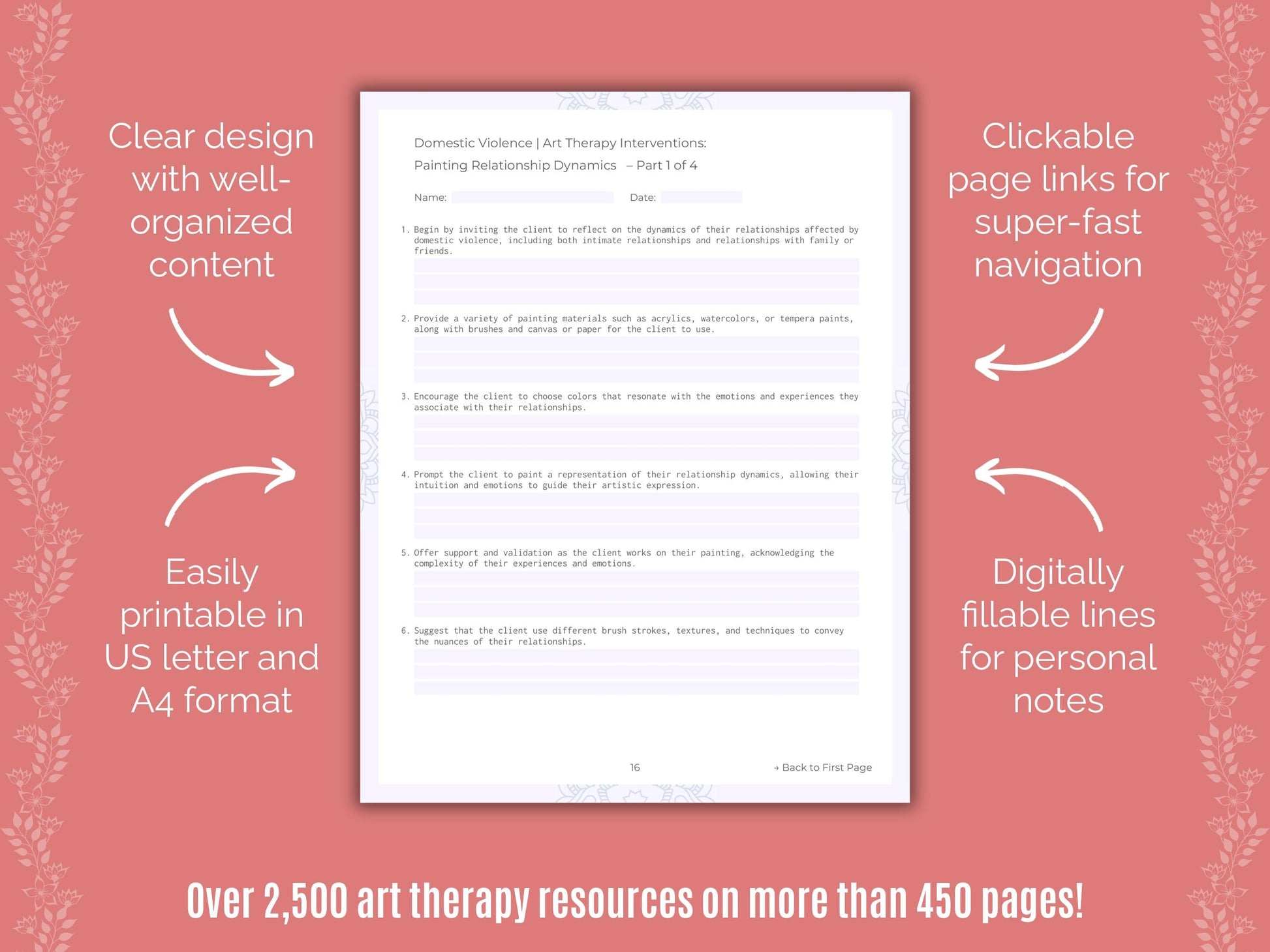 Domestic Violence Art Therapy Counseling Templates