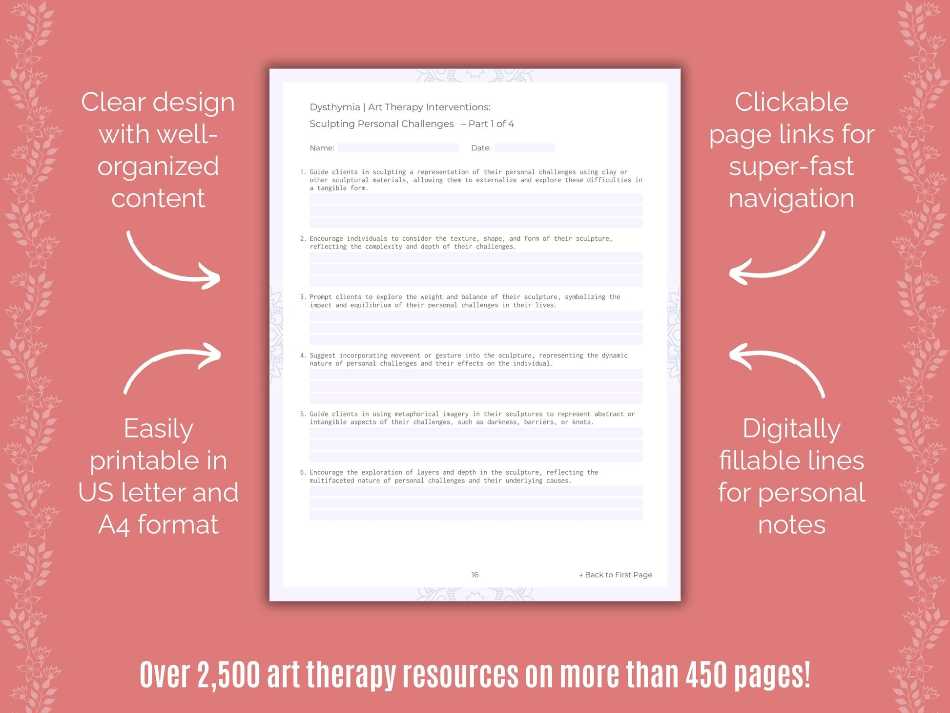Dysthymia Art Therapy Counseling Templates
