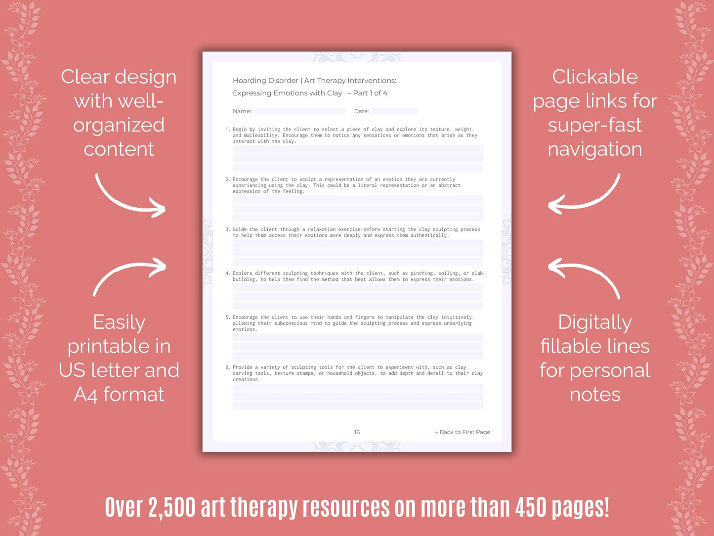 Hoarding Disorder Art Therapy Counseling Templates