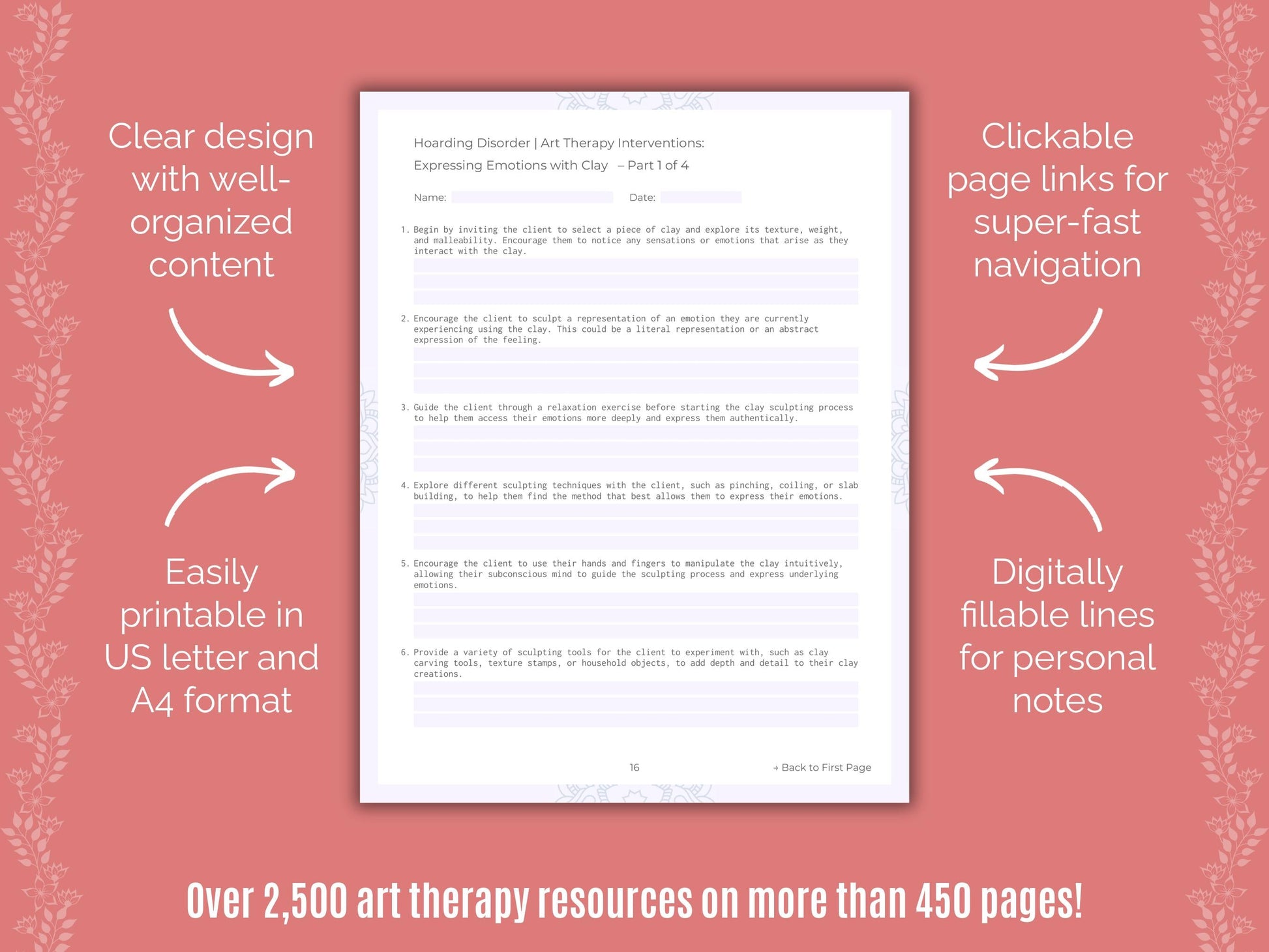 Hoarding Disorder Art Therapy Counseling Templates