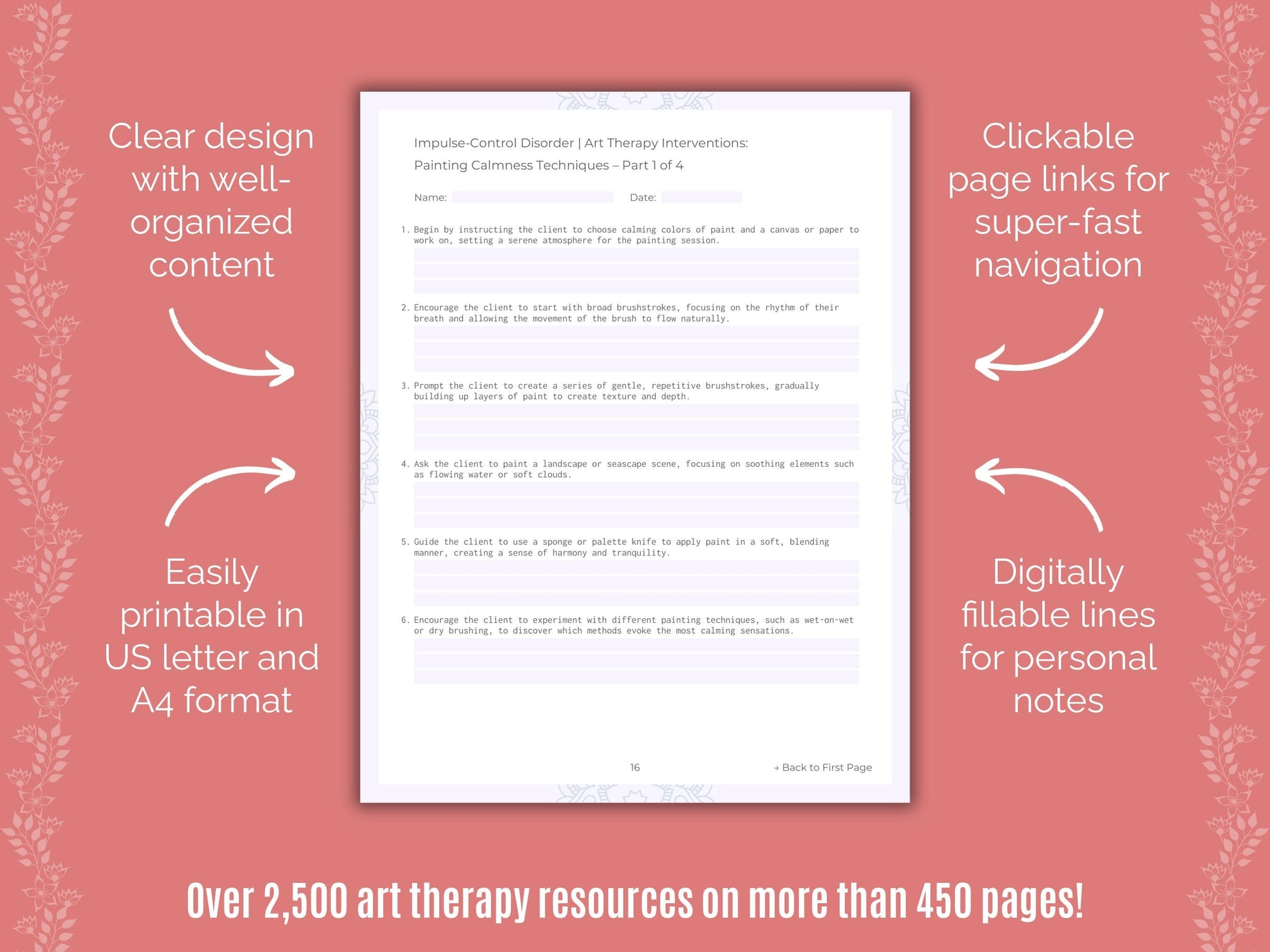 Impulse-Control Disorder (ICD) Art Therapy Counseling Templates