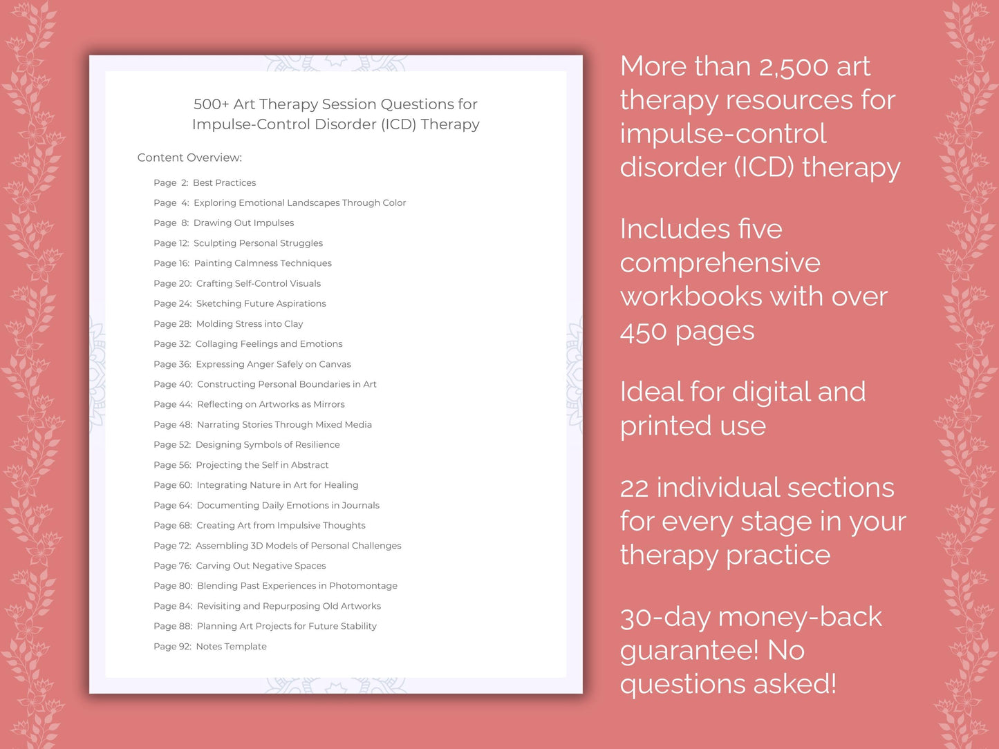 Impulse-Control Disorder (ICD) Art Therapy Therapist Worksheets