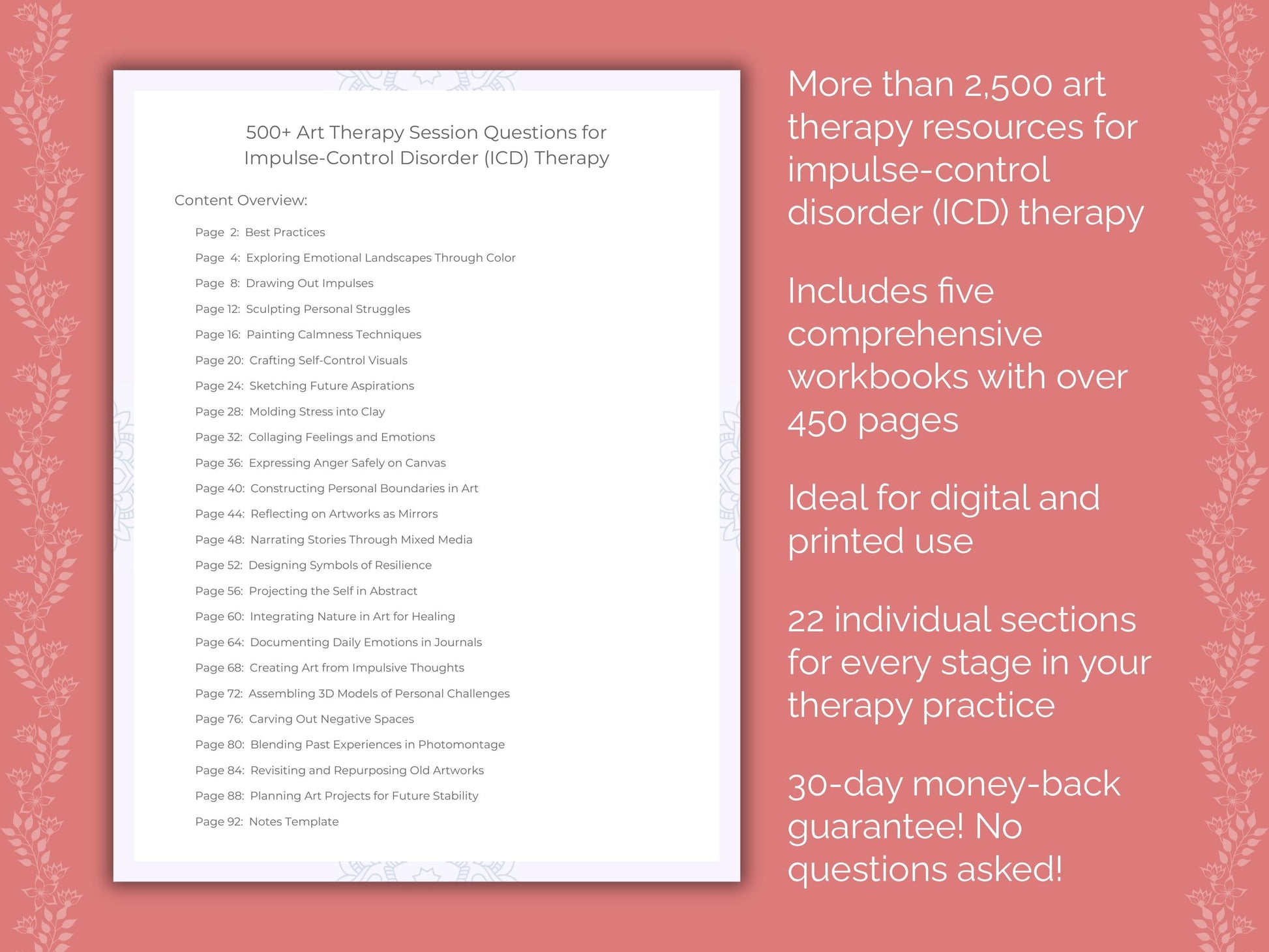 Impulse-Control Disorder (ICD) Art Therapy Therapist Worksheets