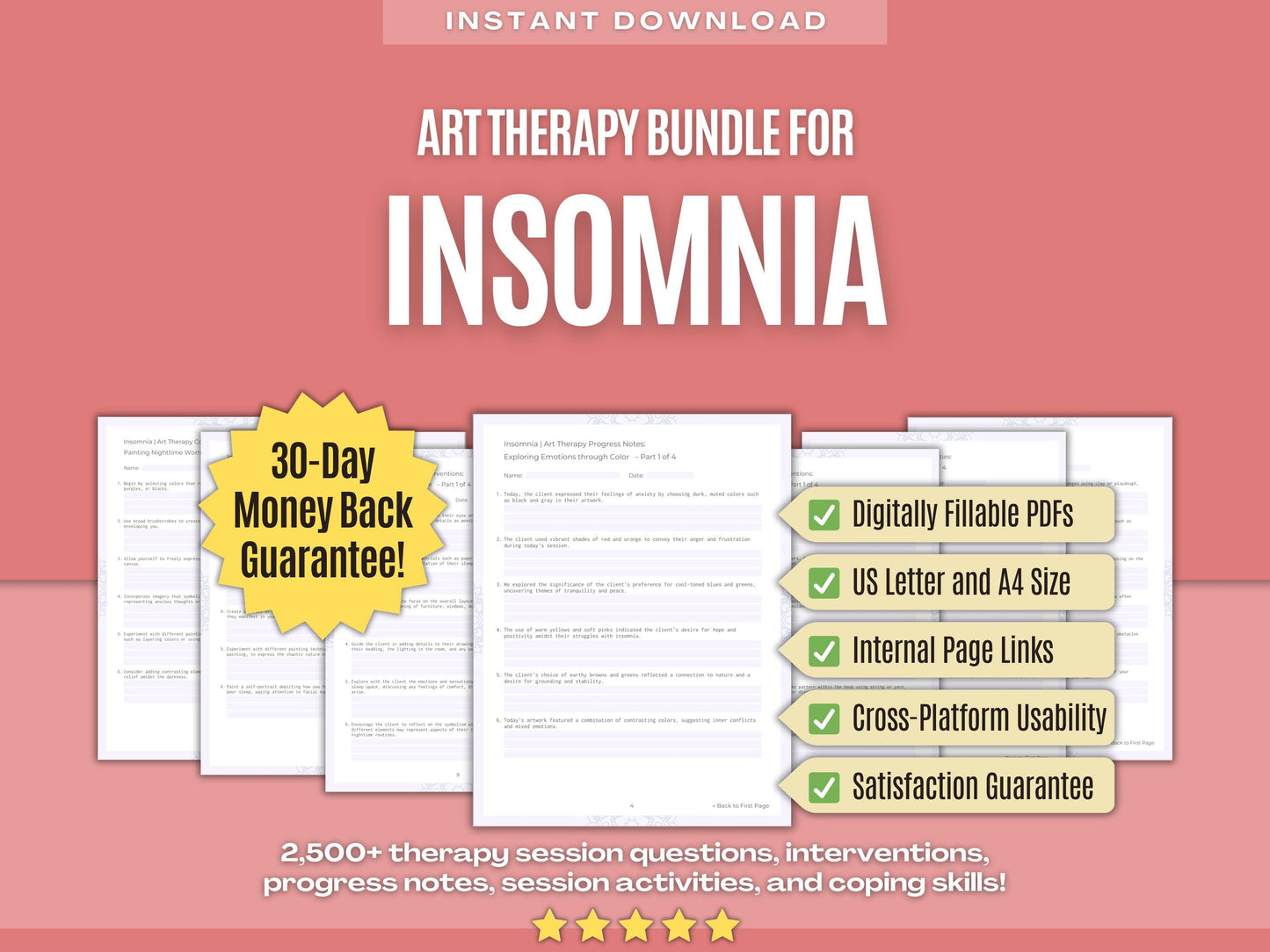 Insomnia Art Therapy Psychology Workbooks