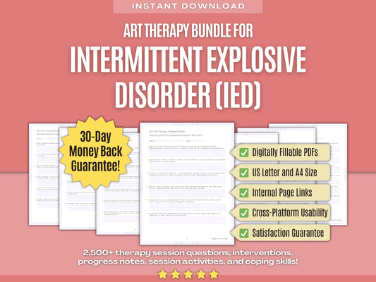 Intermittent Explosive Disorder (IED) Art Therapy Psychology Workbooks