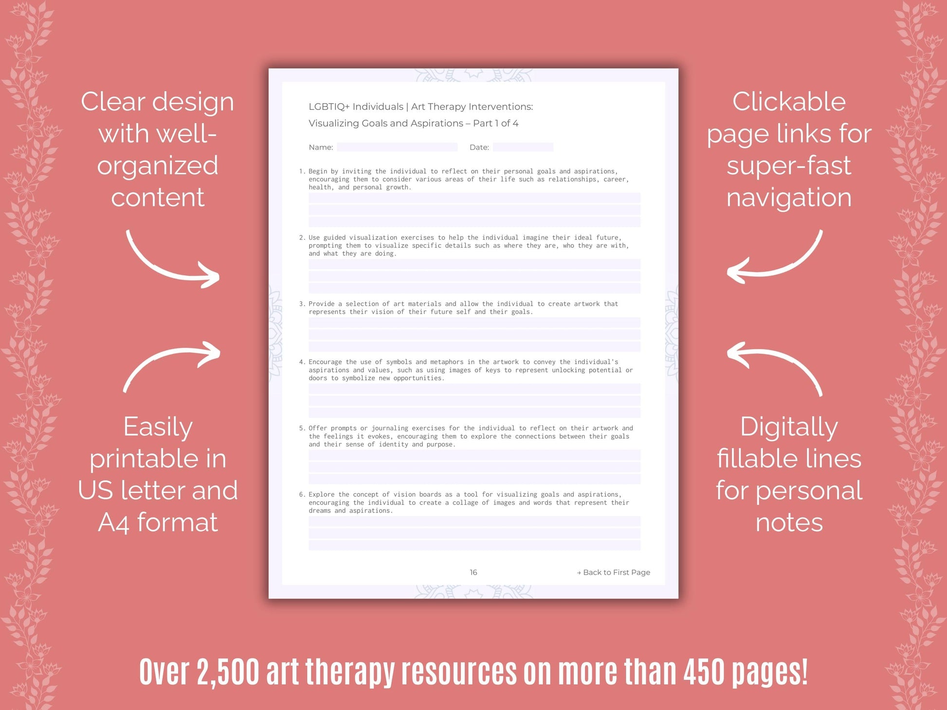 LGBTIQ+ Individuals Art Therapy Counseling Templates