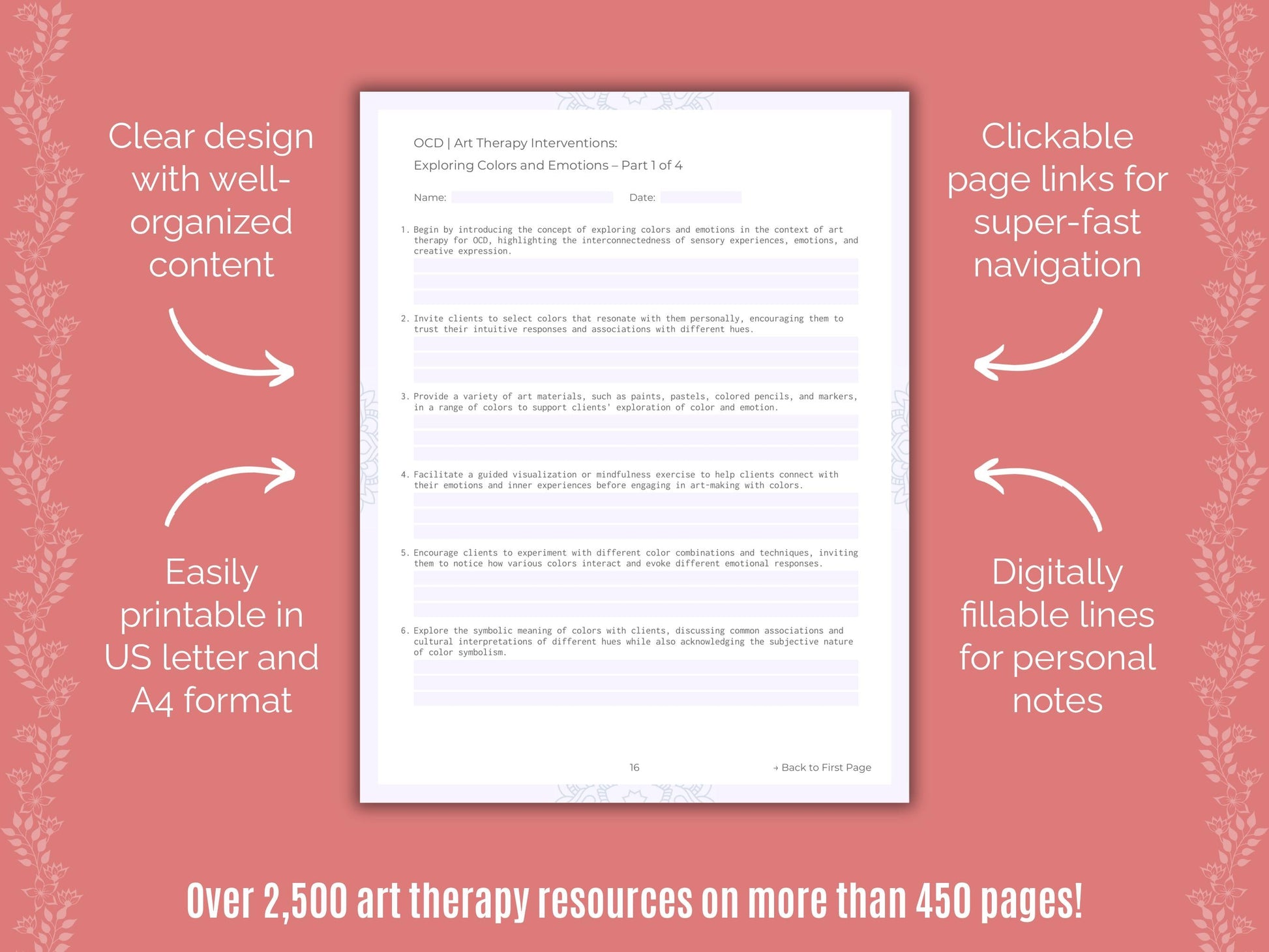 Obsessive-Compulsive Disorder (OCD) Art Therapy Counseling Templates