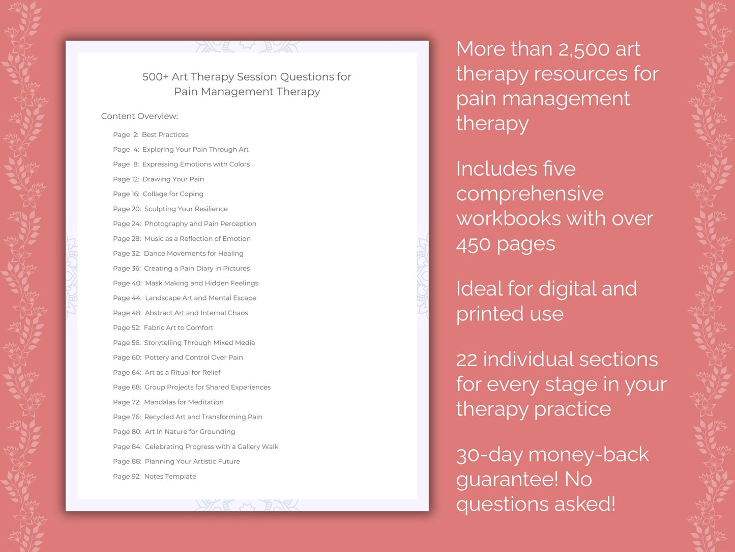 Pain Management Art Therapy Therapist Worksheets