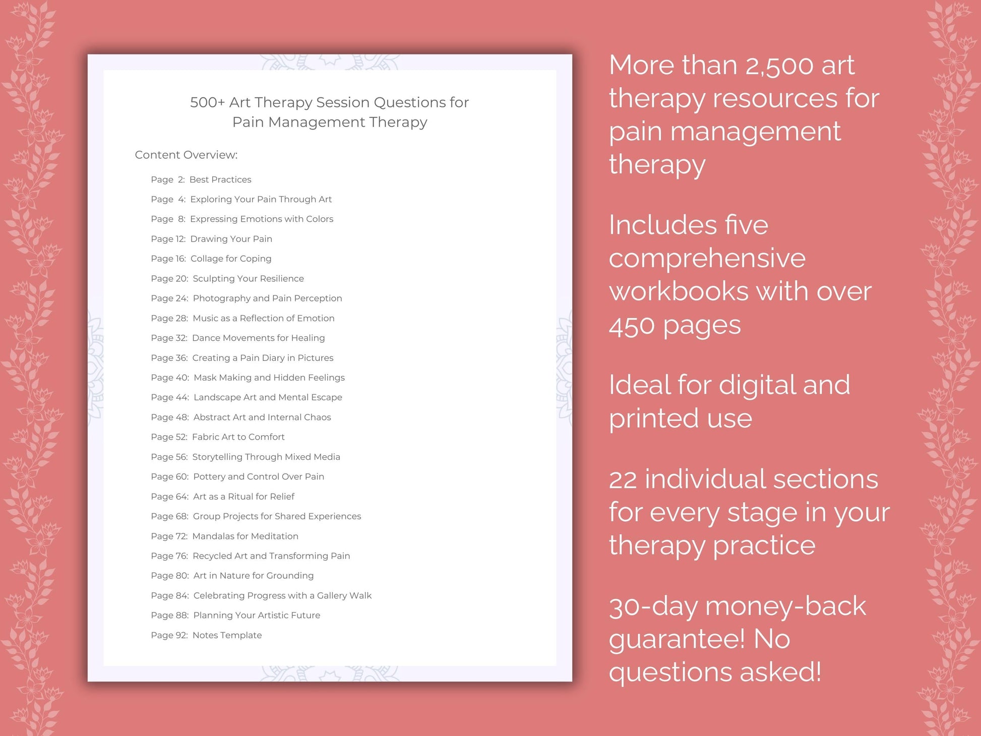 Pain Management Art Therapy Therapist Worksheets