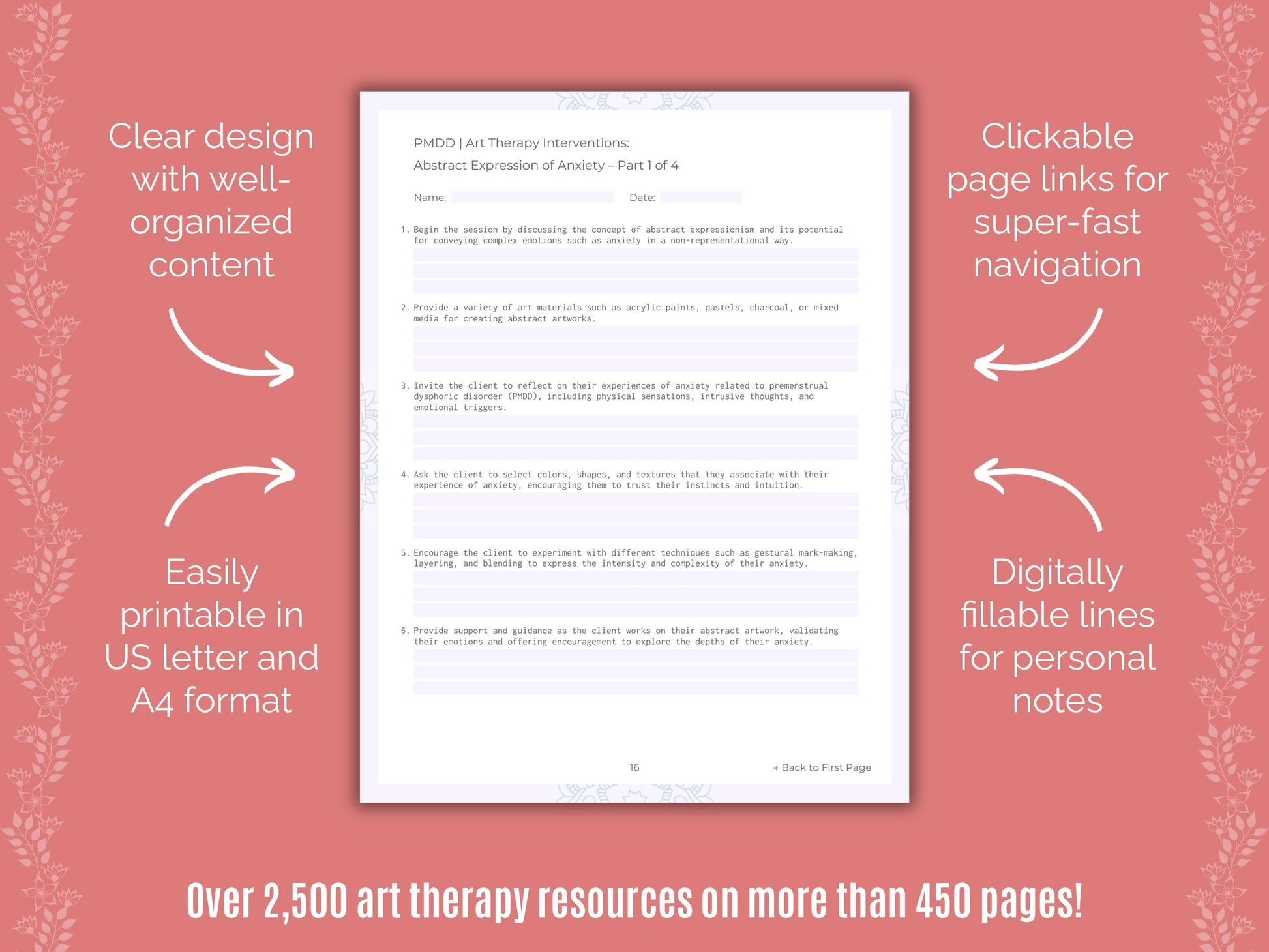 Premenstrual Dysphoric Disorder Art Therapy Counseling Templates