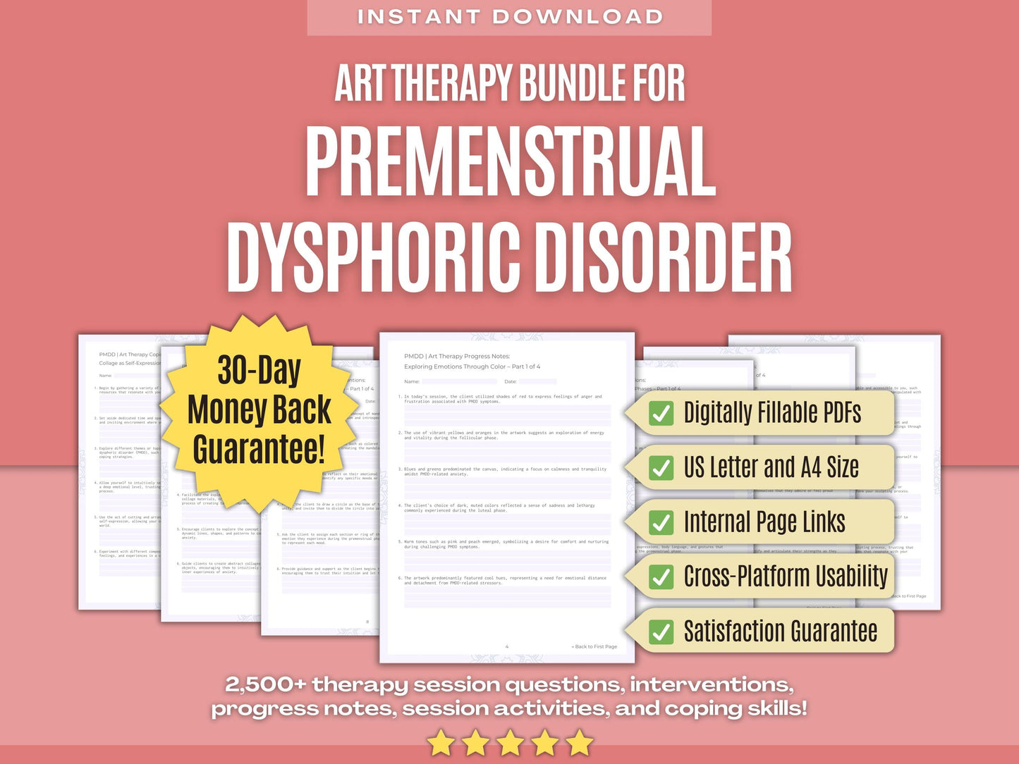 Premenstrual Dysphoric Disorder Art Therapy Psychology Workbooks