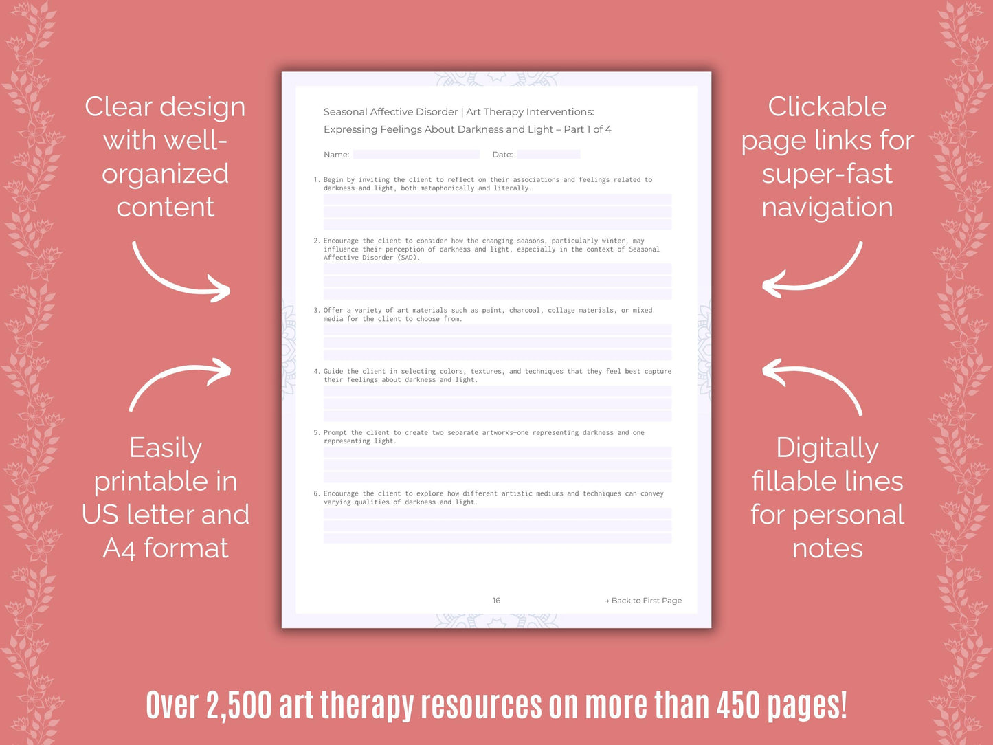 Seasonal Affective Disorder Art Therapy Counseling Templates